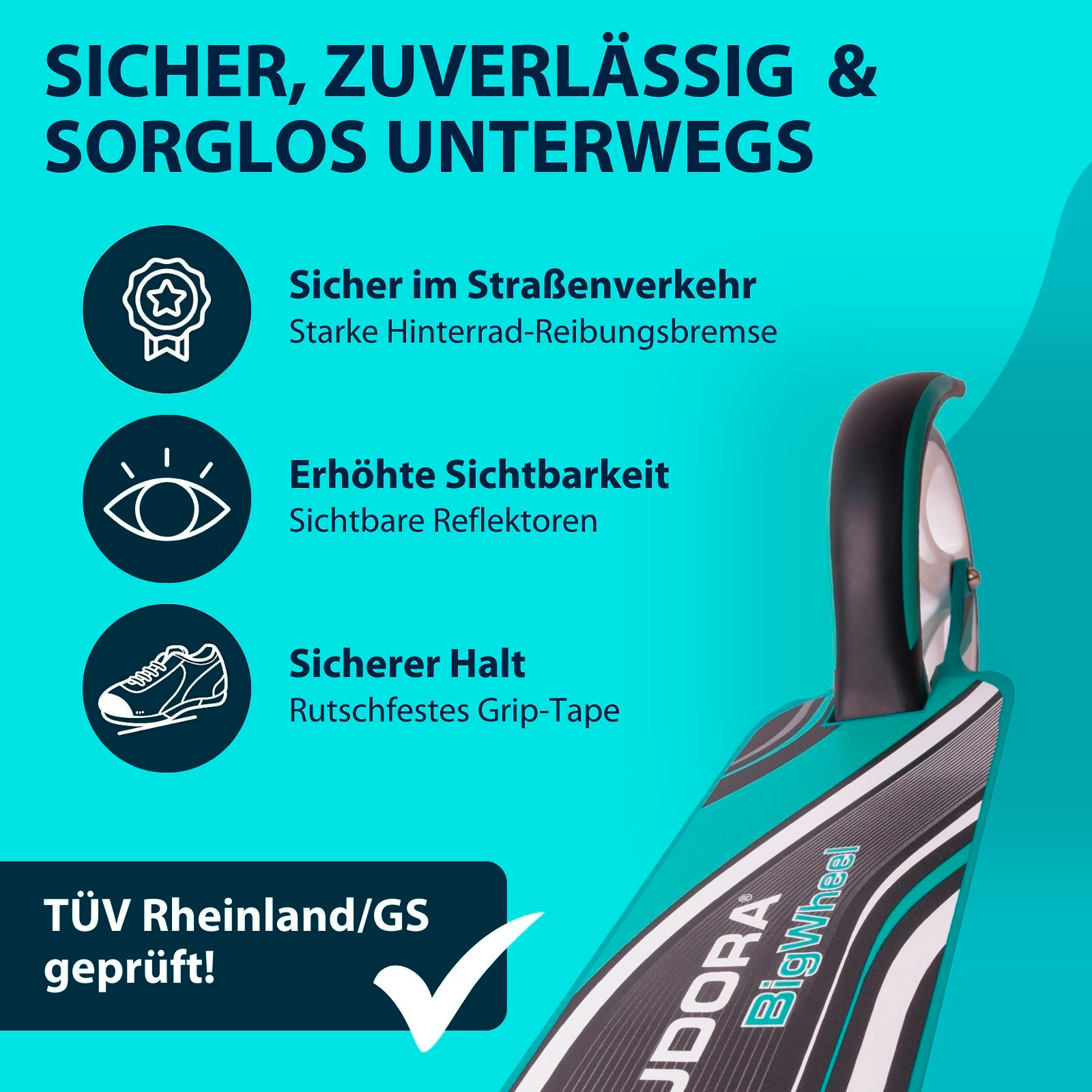 HUDORA BigWheel® 205, Scooter türkis, Bild 5 von 7