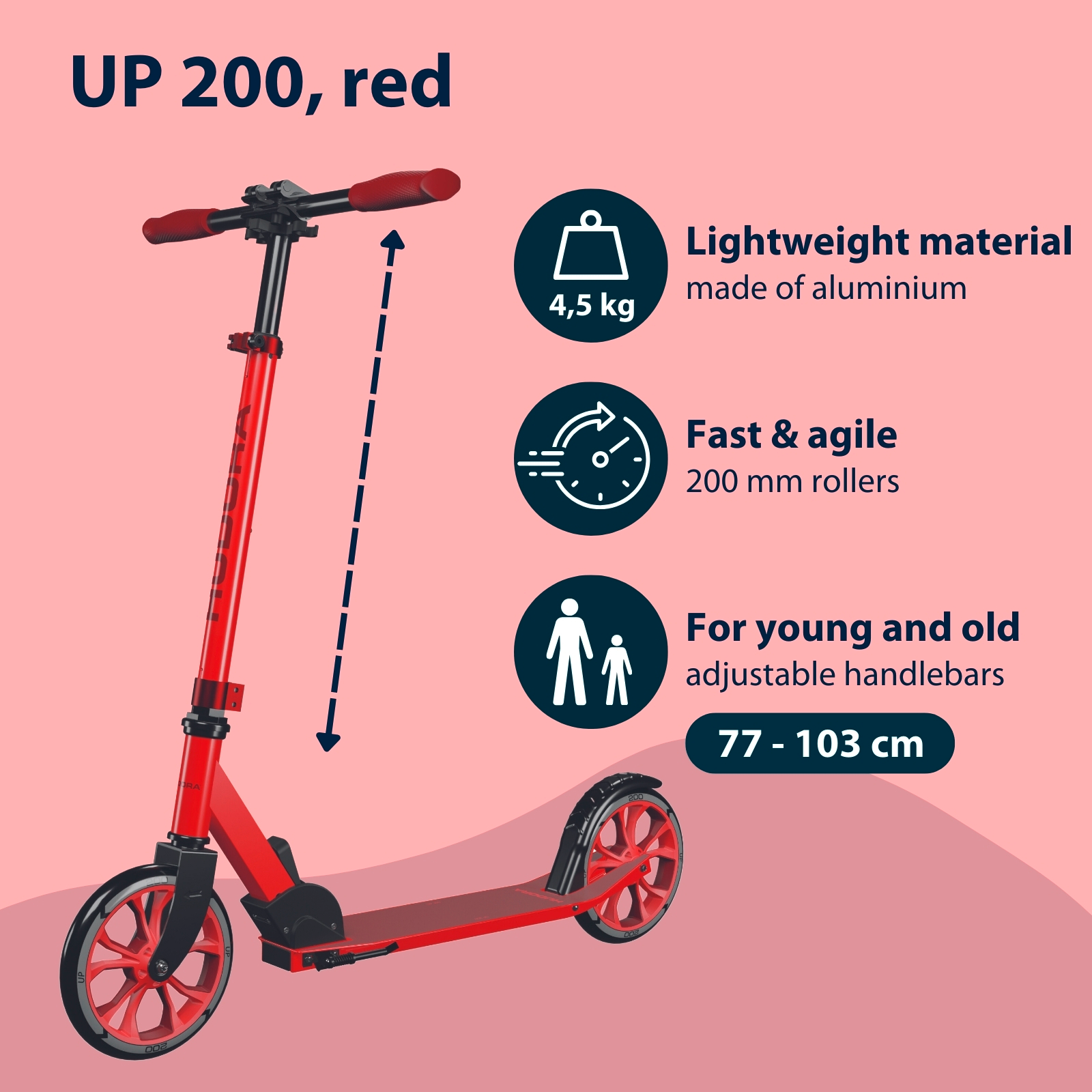 HUDORA Scooter Up 200, red, image 2 from 7
