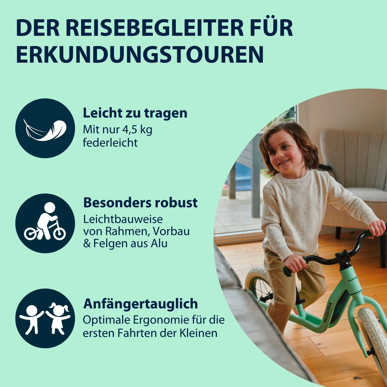 HUDORA Laufrad Explory, mint, Bild 4 von 6