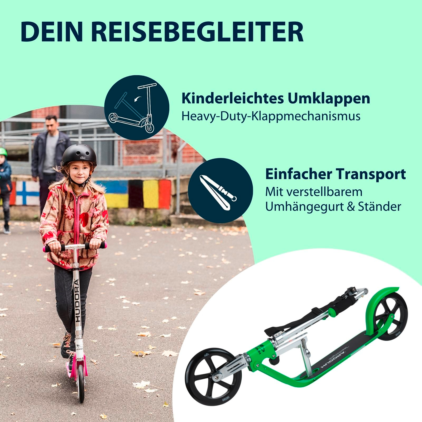 HUDORA BigWheel® 205 Scooter, grass "Exklusiv Edition", Bild 4 von 7