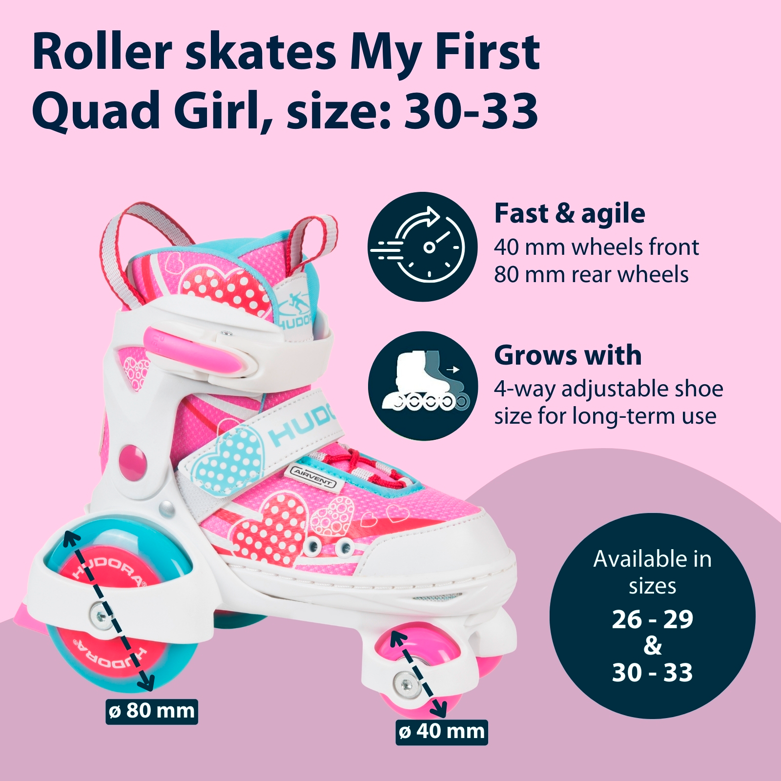 HUDORA roller skate My First Quad Girl, size 26-33, image 2 from 7
