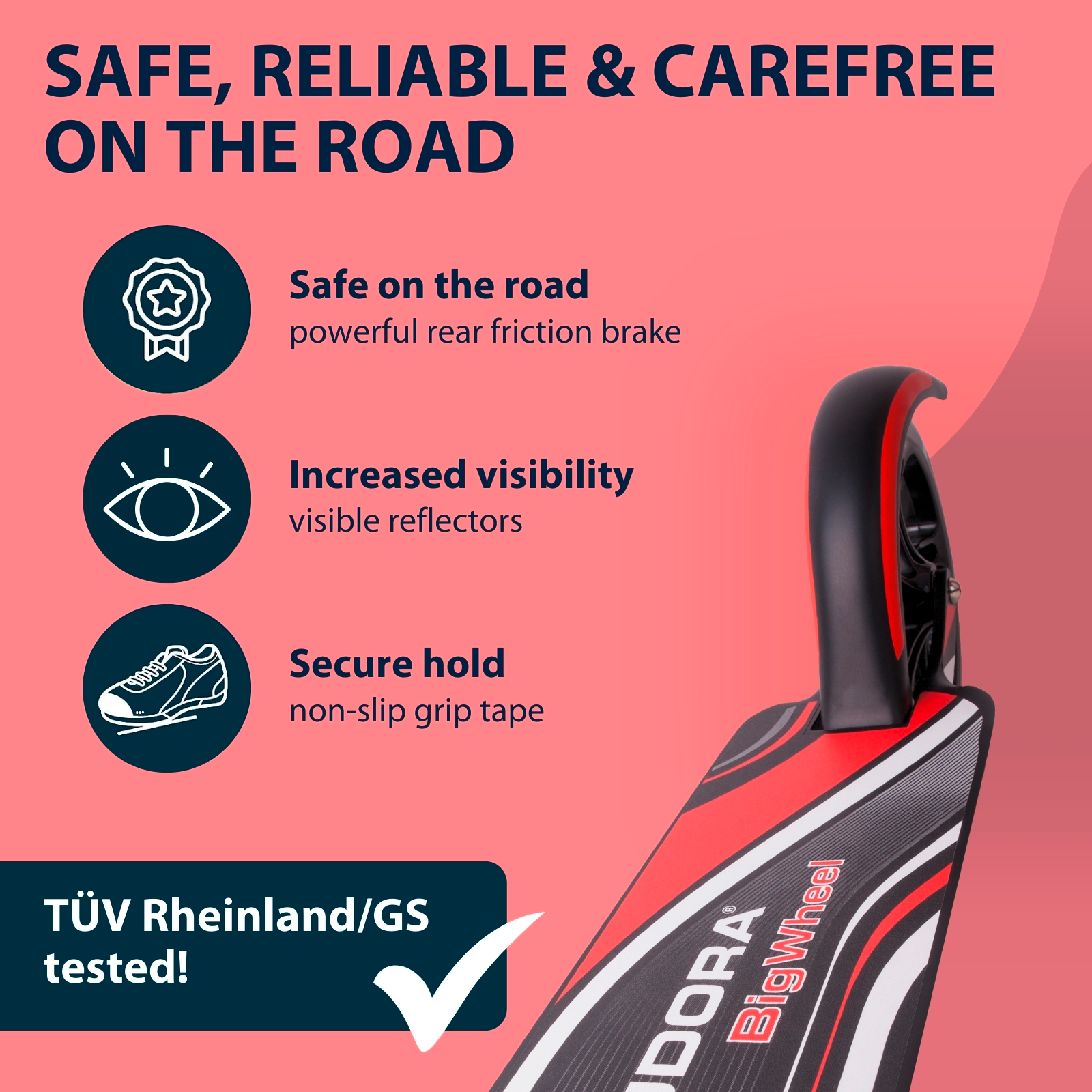 HUDORA BigWheel® 205, Scooter schwarz/rot, image 5 from 7