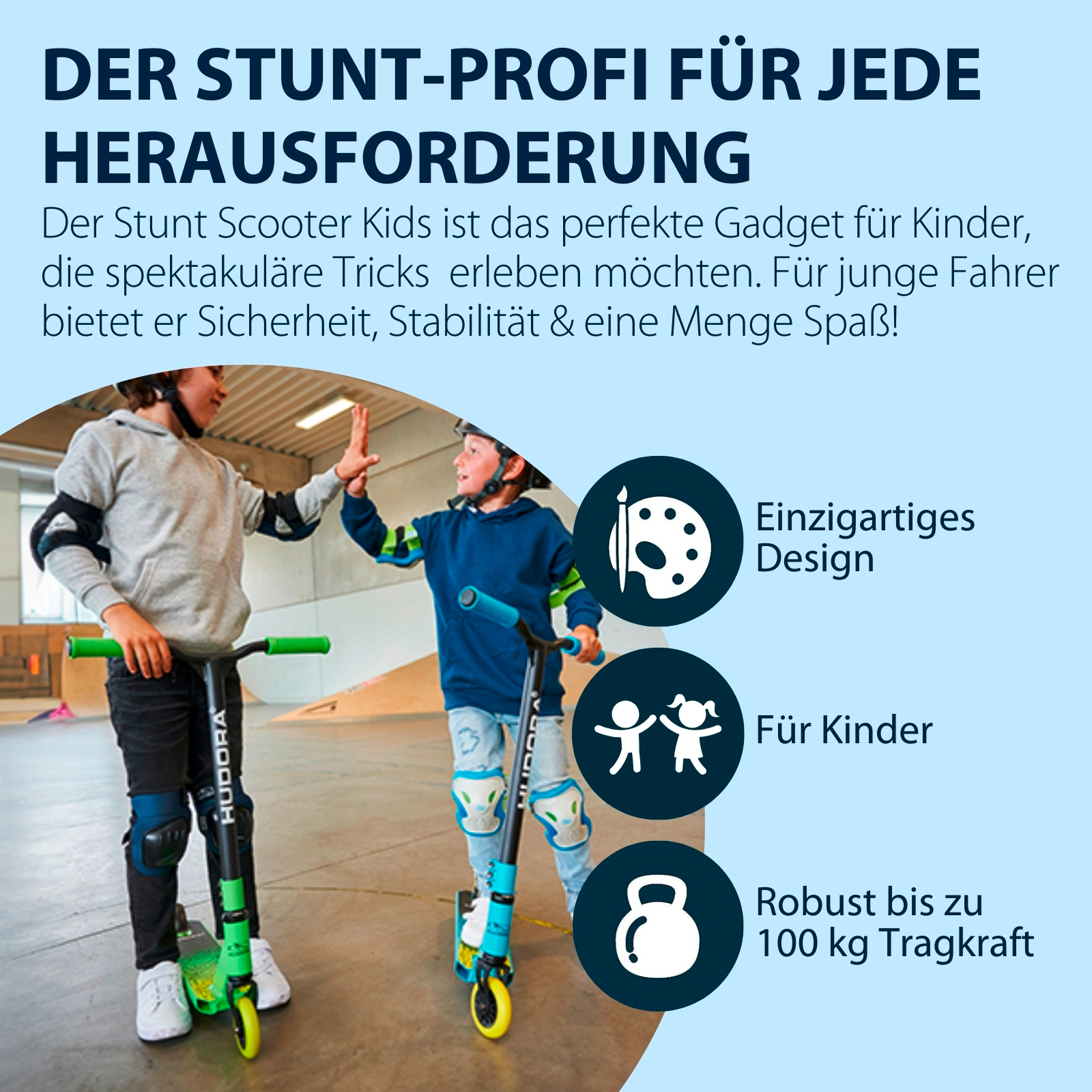 HUDORA Stunt Scooter Kids, hellblau, Bild 6 von 7