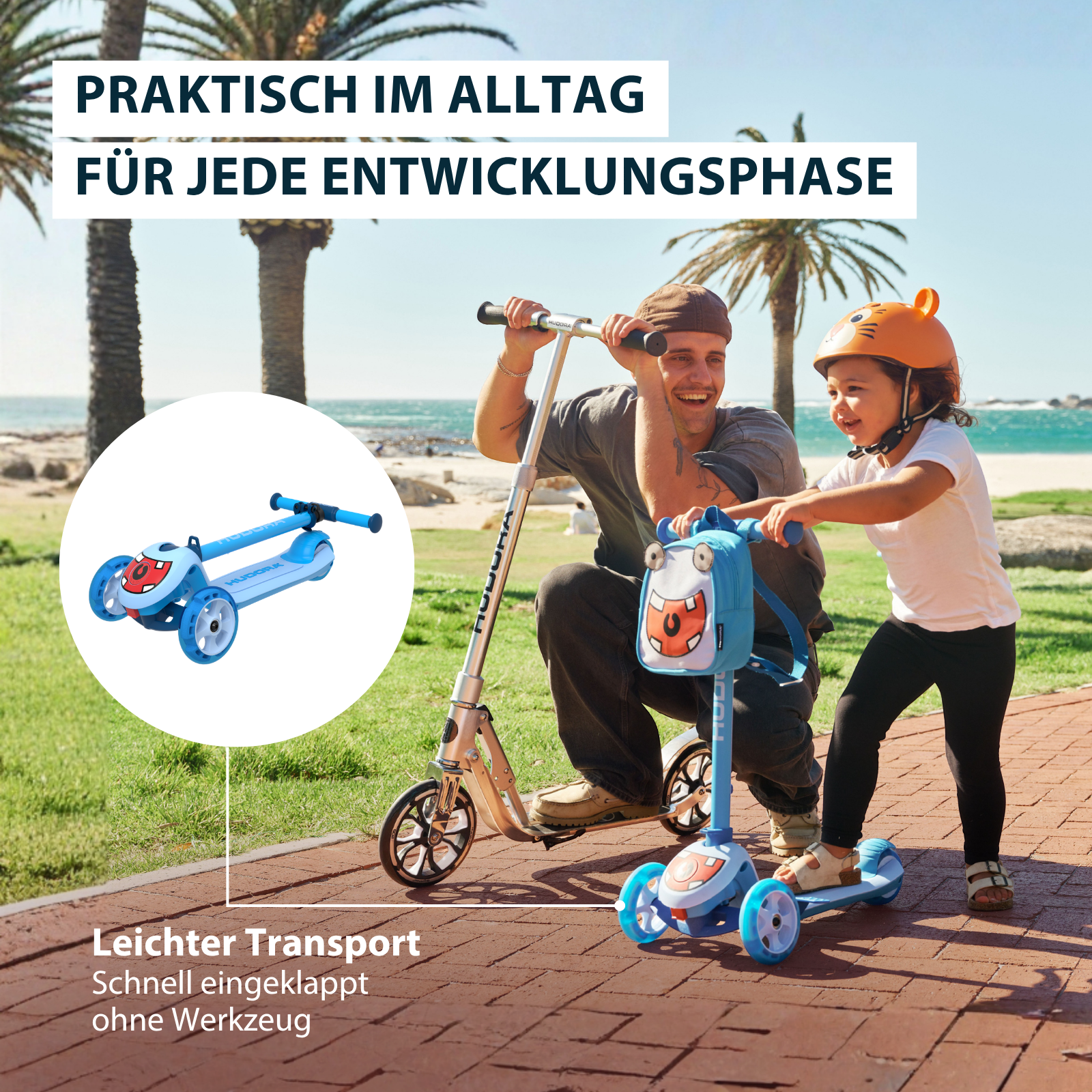 HUDORA 4-in-1-Scooter Rollf cyan, Bild 5 von 7