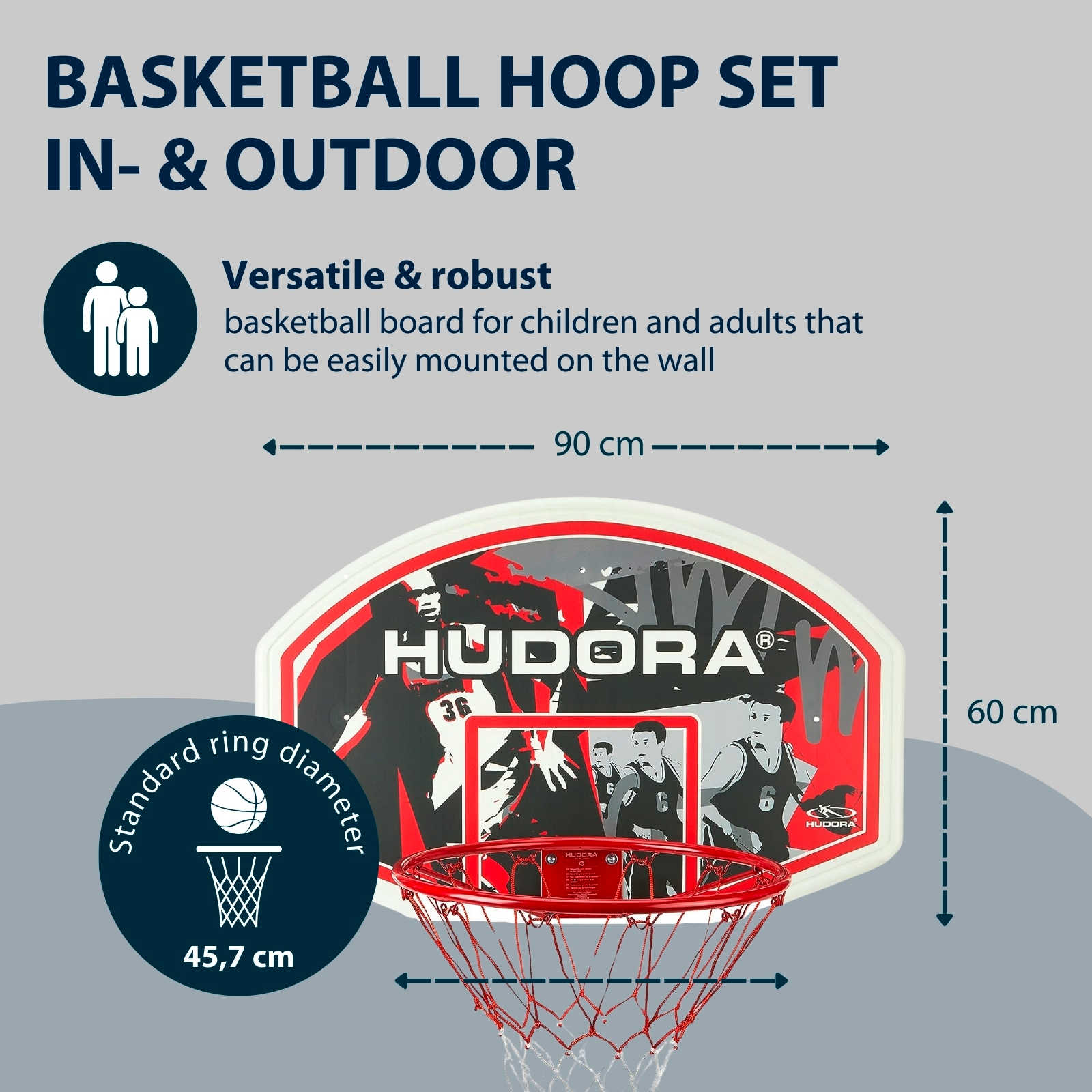HUDORA basketball hoop set indoor/outdoor, image 2 from 6
