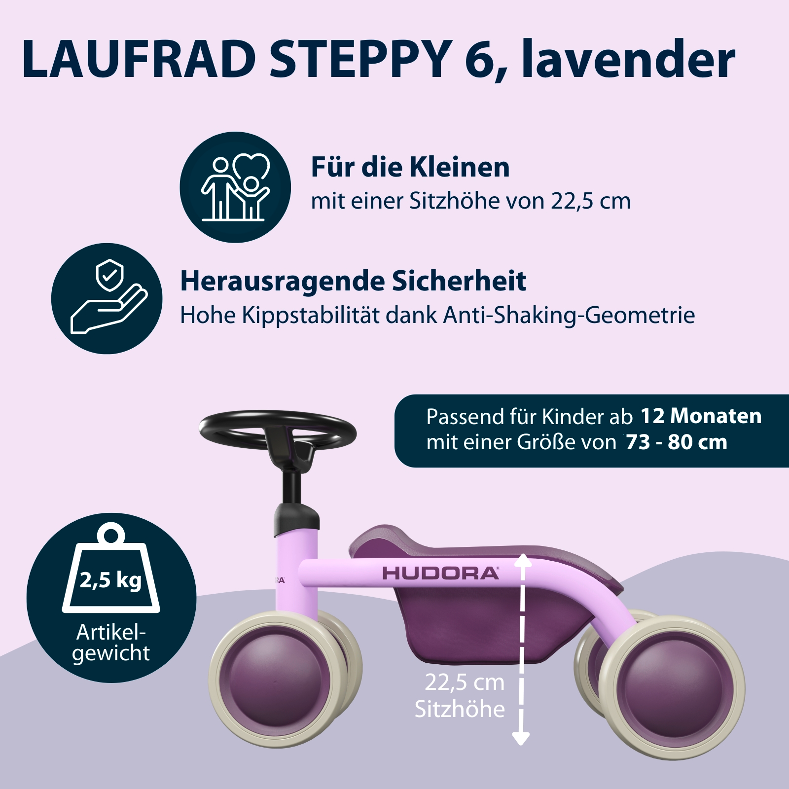 HUDORA Laufrad Steppy, lavender, Bild 2 von 6