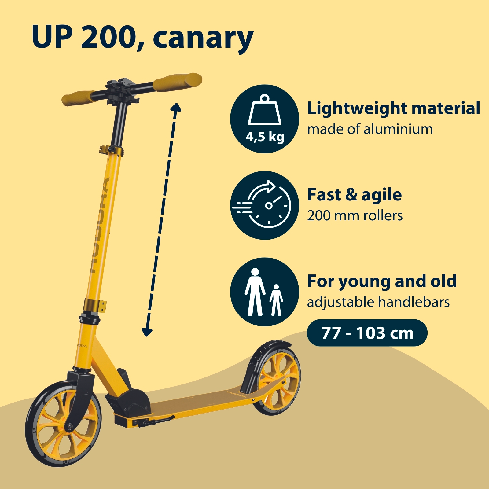 HUDORA Scooter Up 200, canary, image 2 from 7