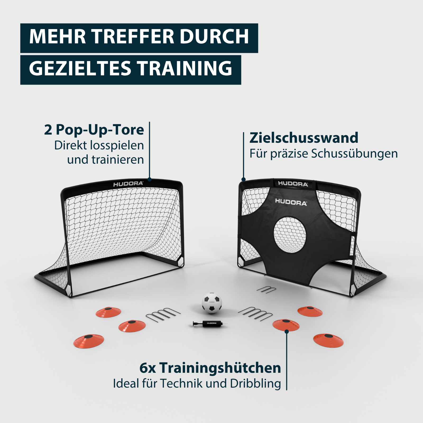 HUDORA football goal PopUp Target 120 (Set of 2) Black, image 3 from 7