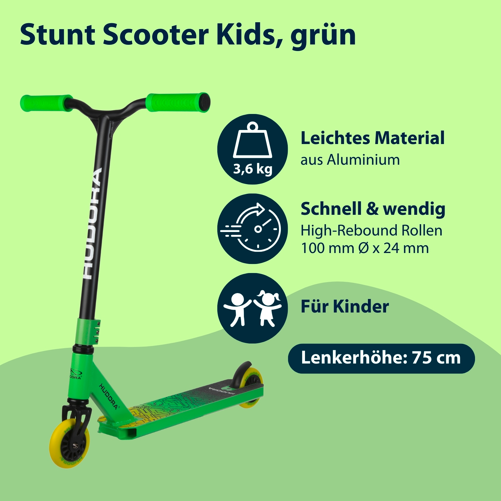 HUDORA Stunt Scooter Kids, grün, Bild 2 von 7