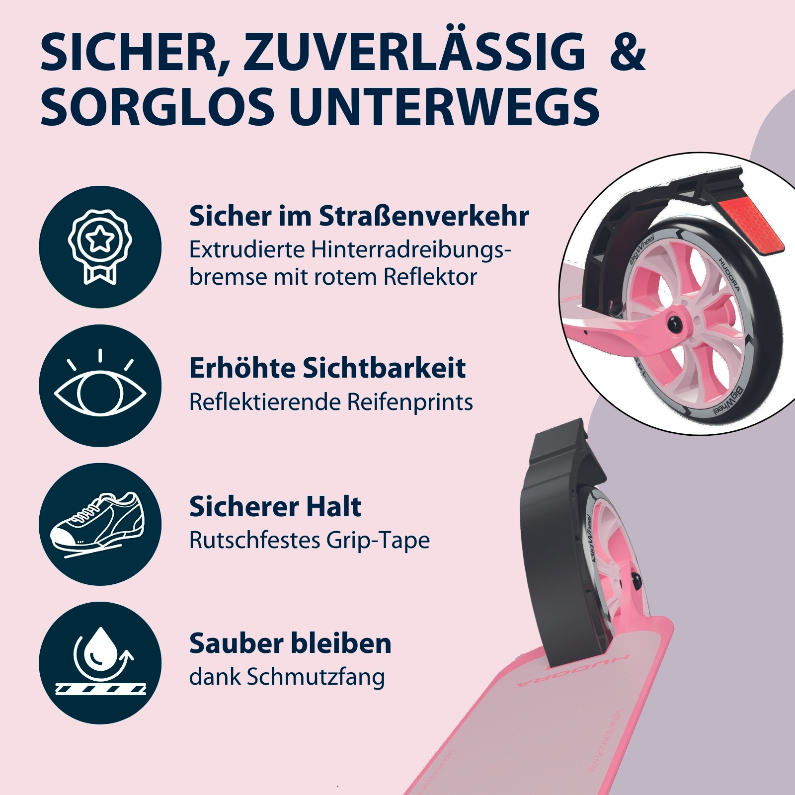 HUDORA BigWheel® 180 Advanced Junior, rosé, Bild 5 von 7