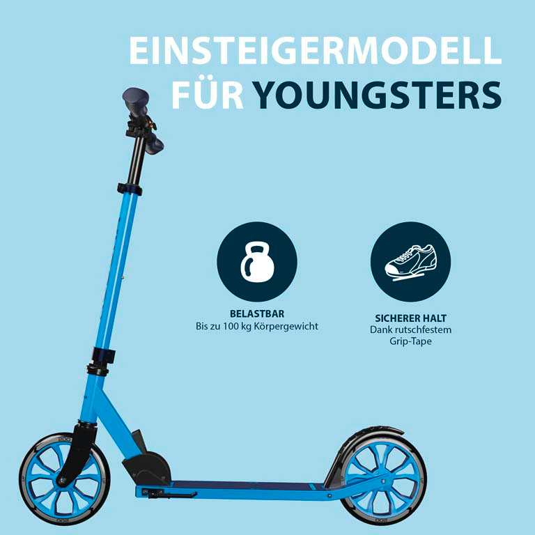 HUDORA Scooter Up 200, cyan inklusive Kabelschloss (Bundle), Bild 5 von 5