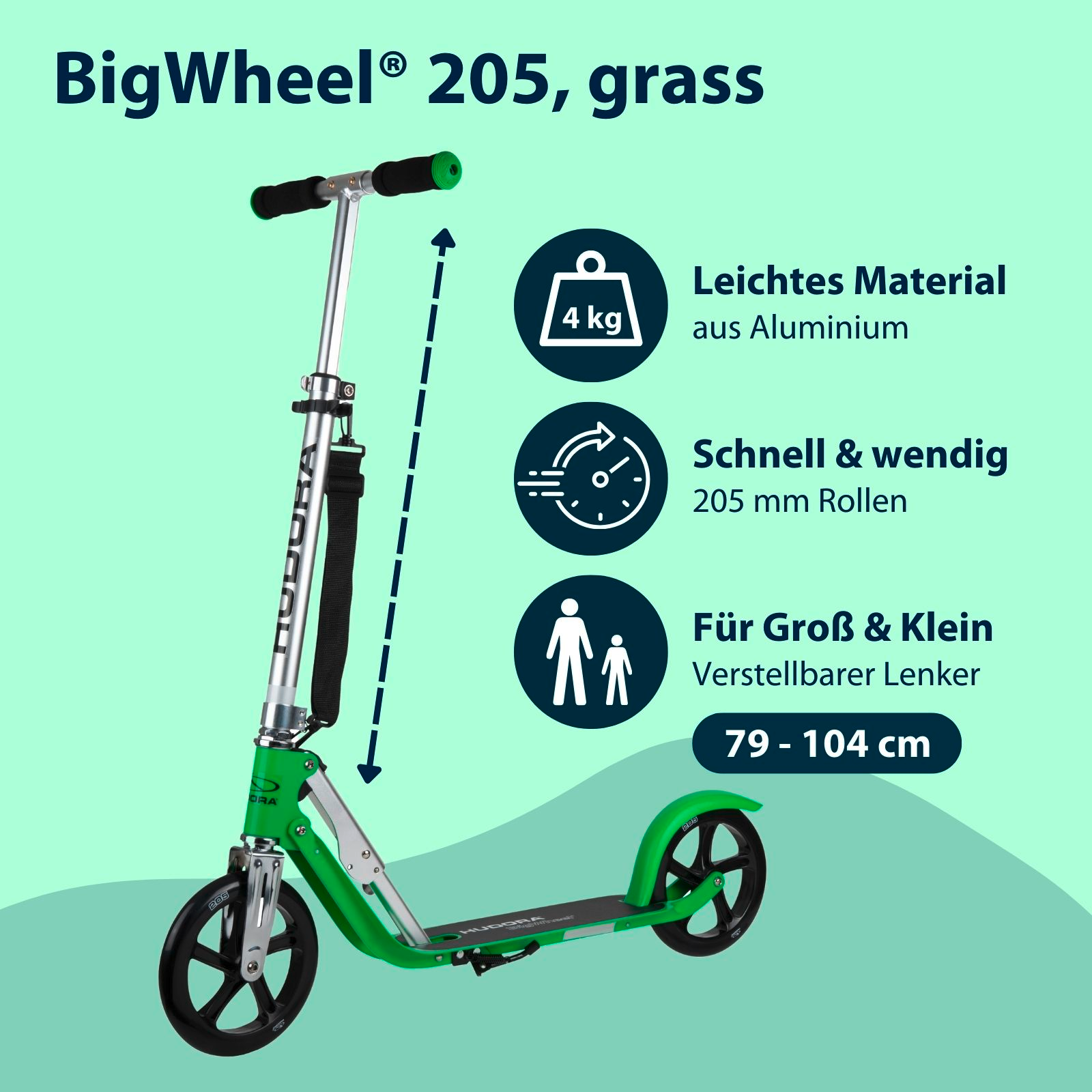 HUDORA BigWheel® 205 Scooter, grass "Exklusiv Edition", Bild 2 von 7