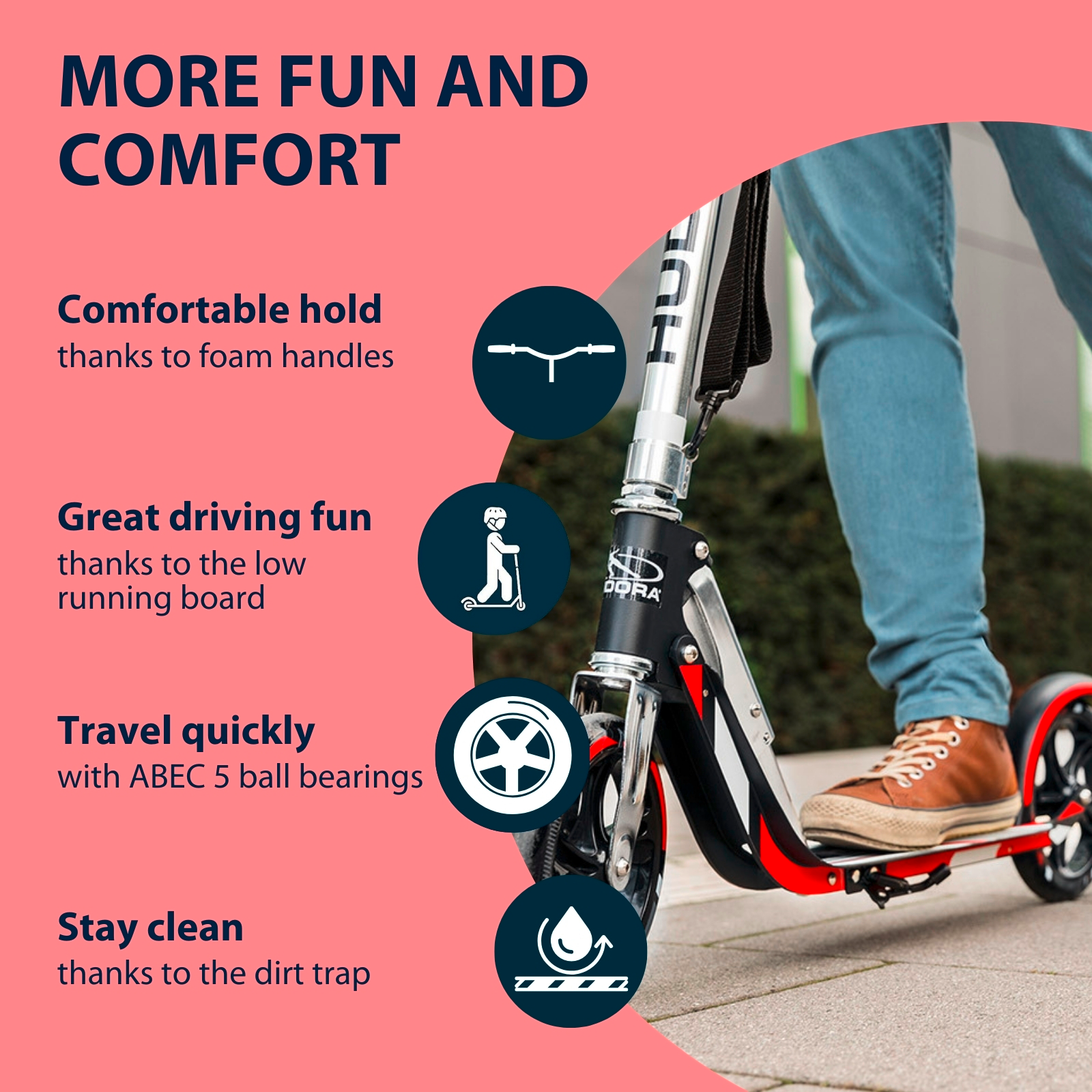 HUDORA BigWheel® 205, Scooter schwarz/rot, image 3 from 7