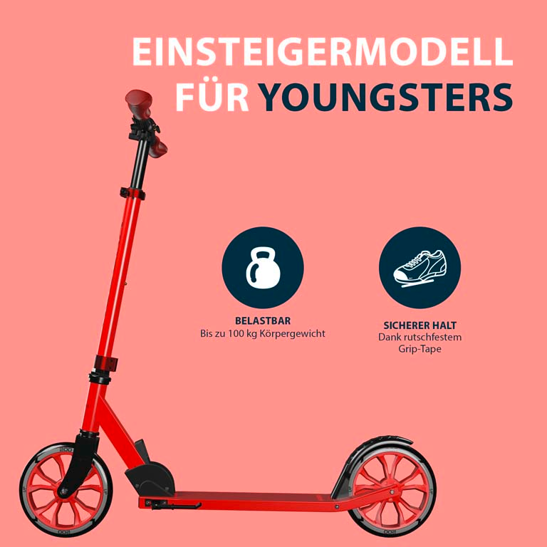 HUDORA Scooter Up 200, red inklusive Kabelschloss (Bundle), Bild 3 von 5