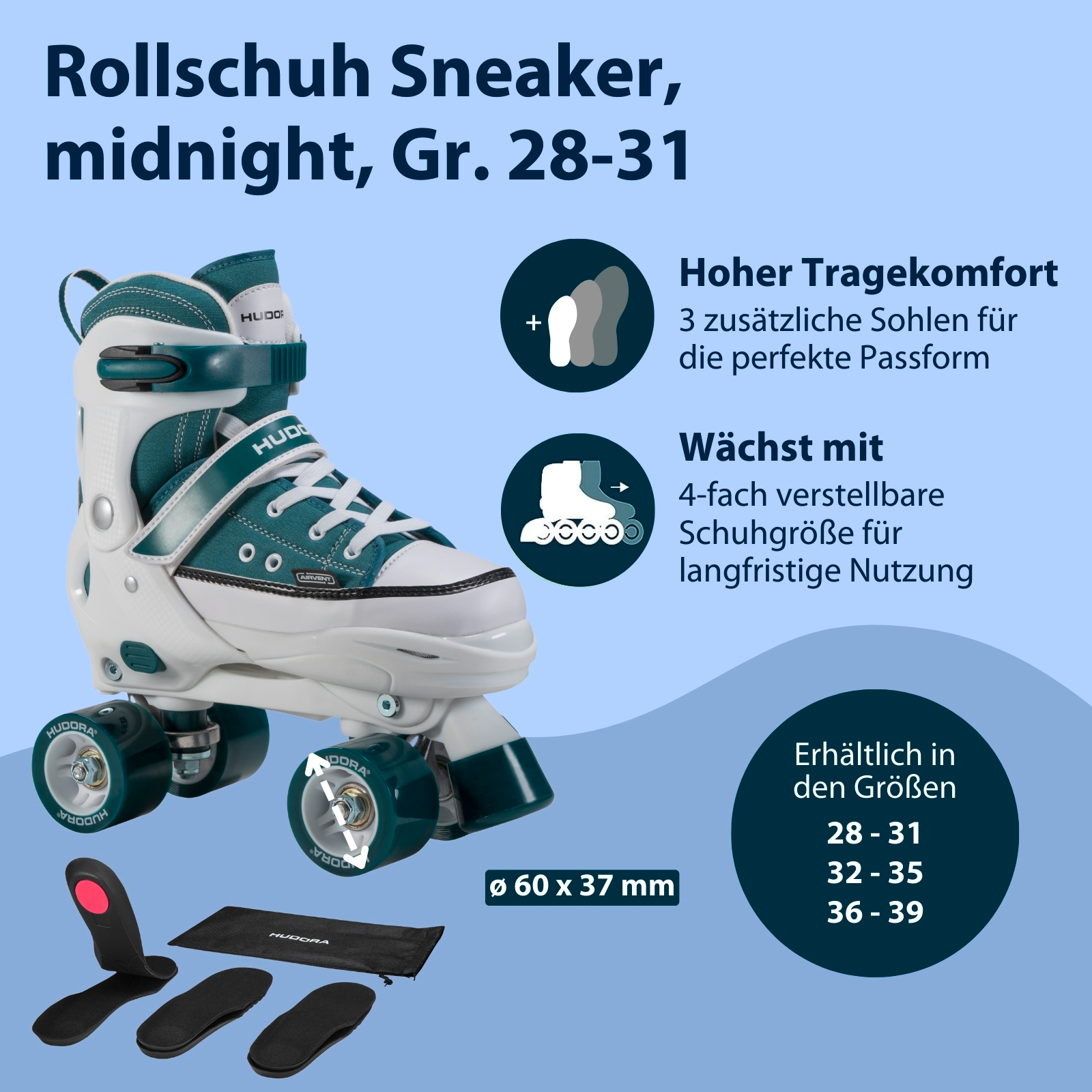 HUDORA Rollschuh Sneaker, midnight, Gr. 28-39, Bild 2 von 7