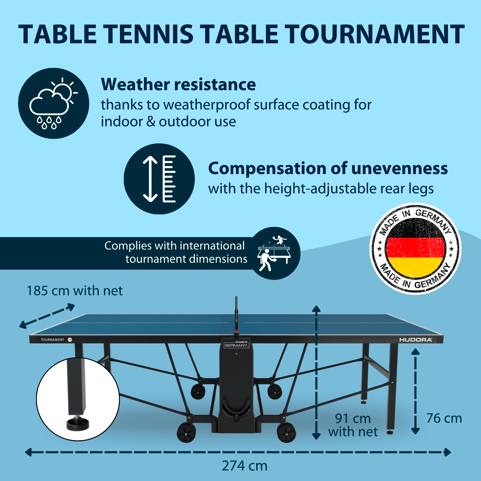 HUDORA Tournament table tennis table, image 2 from 8