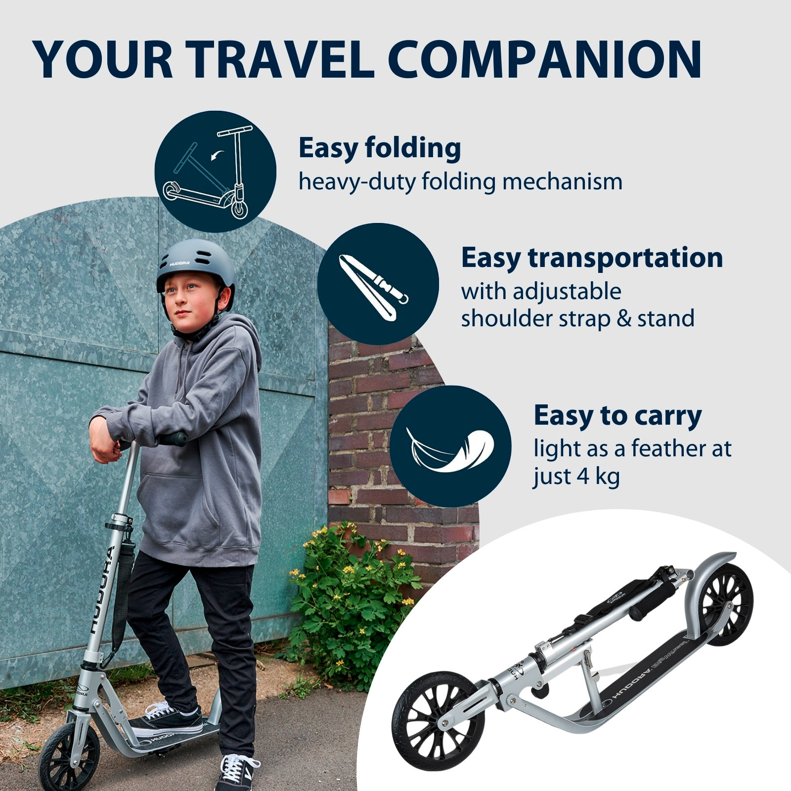 HUDORA BigWheel® Crossover 205, Scooter silber, image 4 from 7