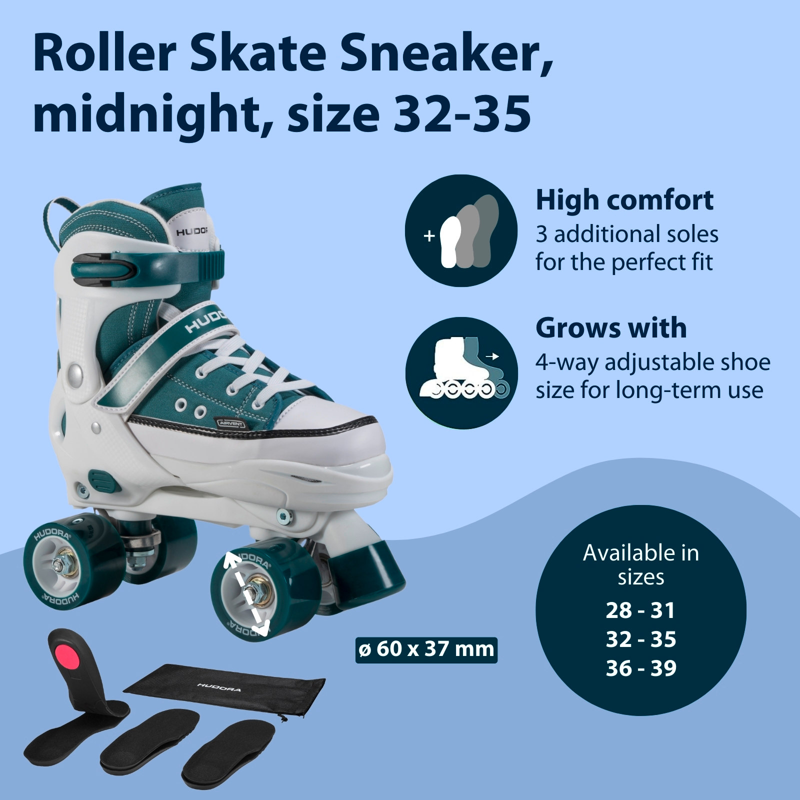HUDORA roller skate sneaker, midnight, size 28-39, image 2 from 7