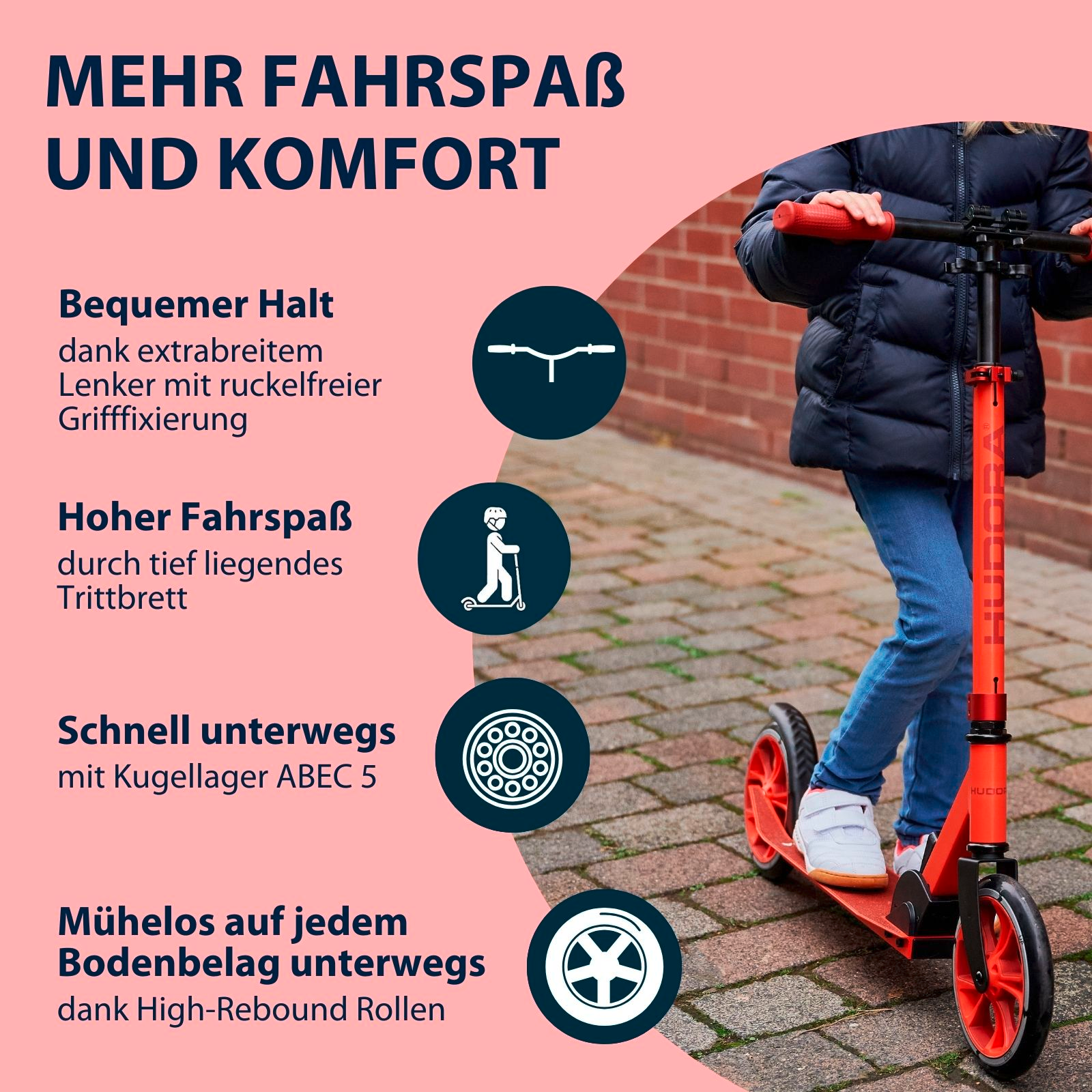 HUDORA Scooter Up 200, red, Bild 3 von 7