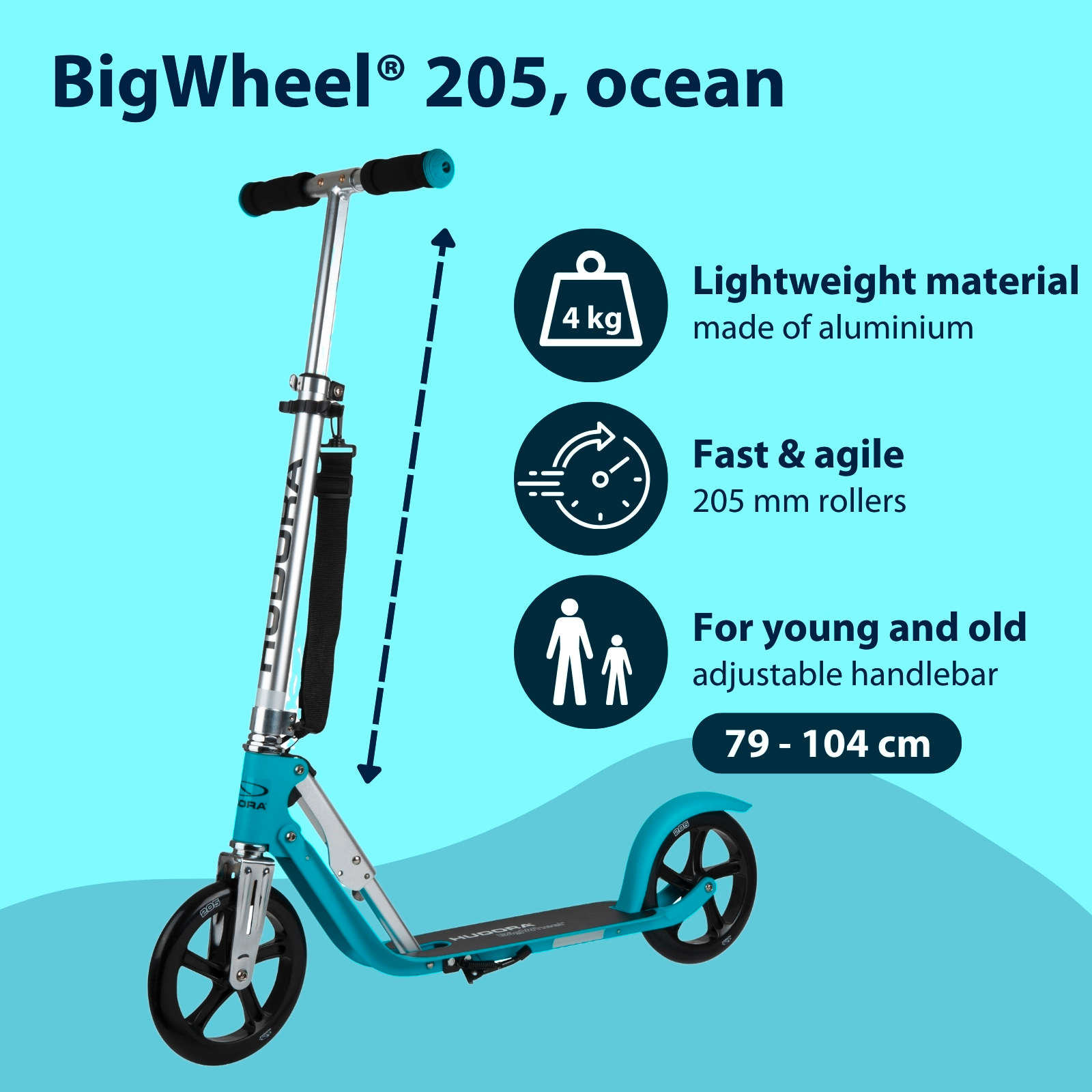 HUDORA BigWheel® 205 Scooter, ocean "Exclusive Edition", image 2 from 7