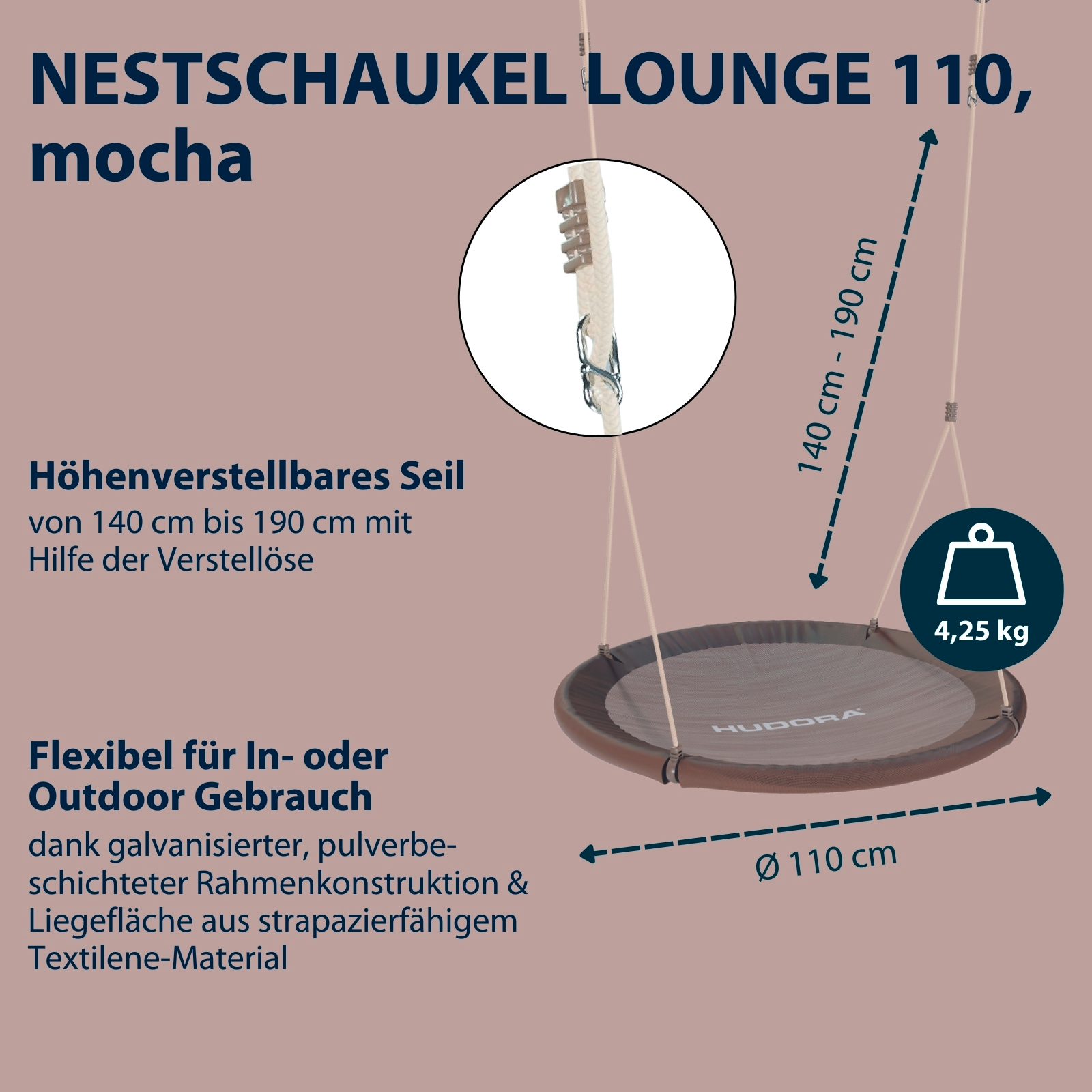HUDORA Nestschaukel Lounge 110, mocha, Bild 2 von 6