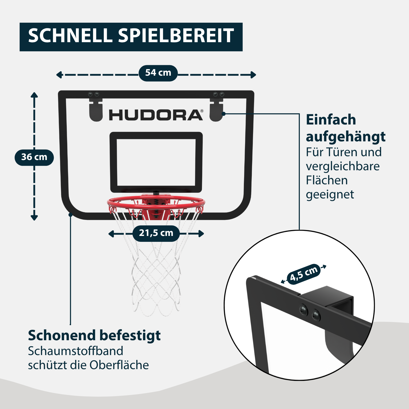 HUDORA Mini-Basketballkorb Indoor mit Türaufhängung, Bild 2 von 5