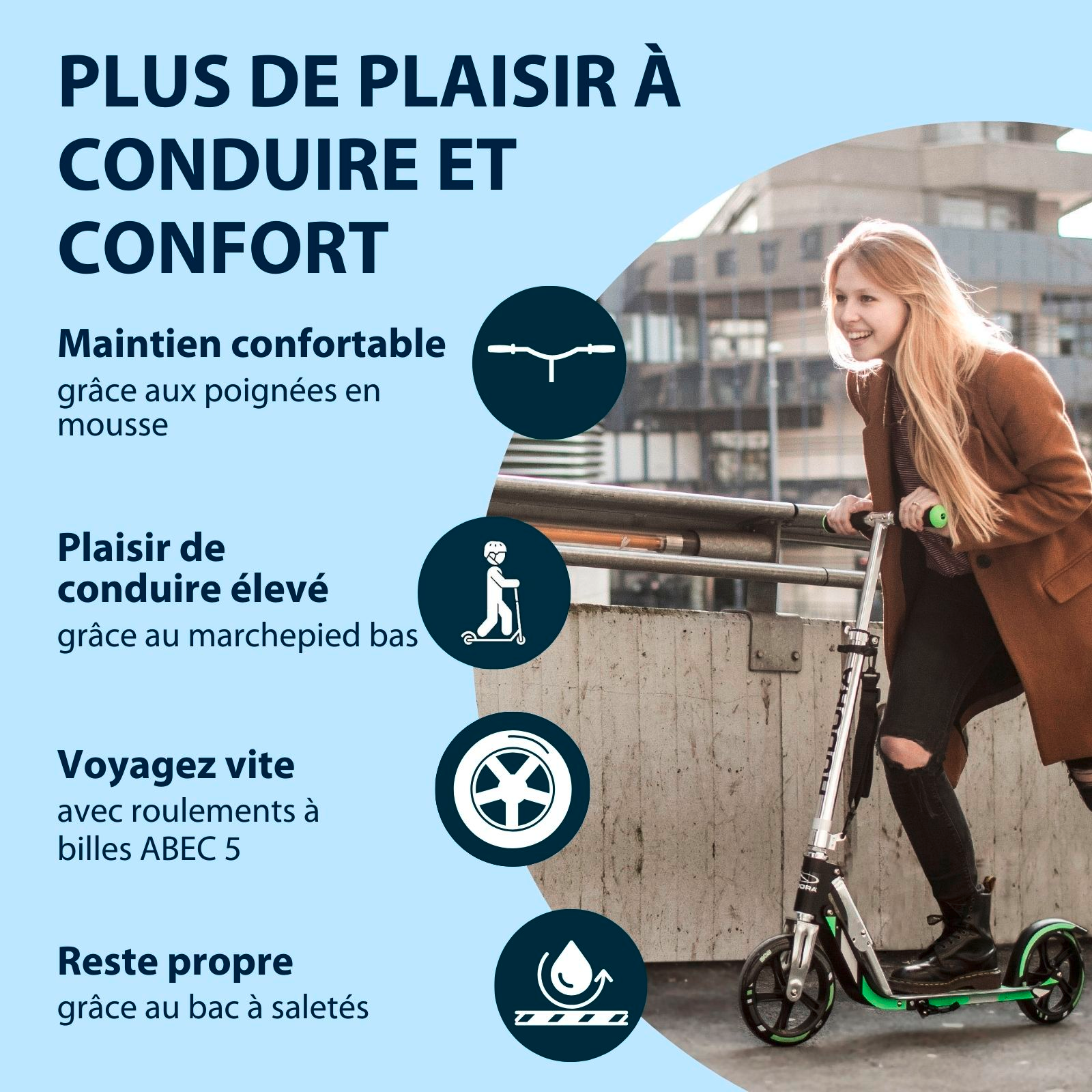 HUDORA BigWheel® 205 Scooter, green/blue, image 3 from 7