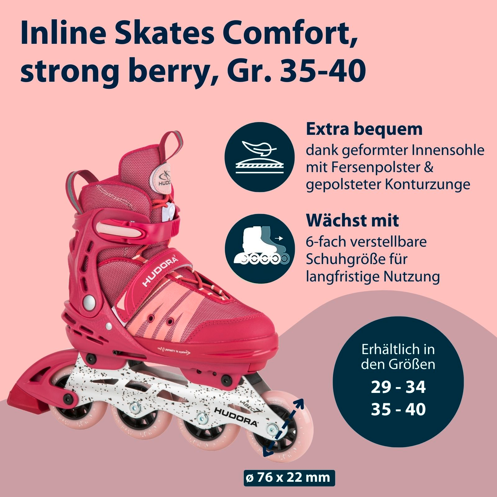 Inline Skates Comfort, strong berry, Gr. 35-40, Bild 2 von 7