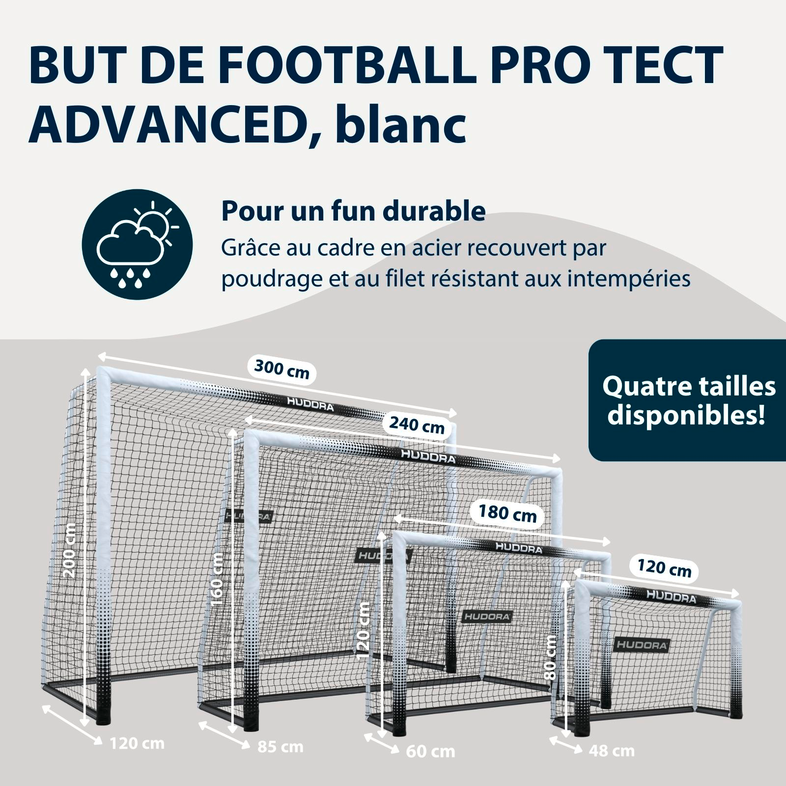 HUDORA Football Goal Pro Tect 300 Advanced White, image 2 from 7