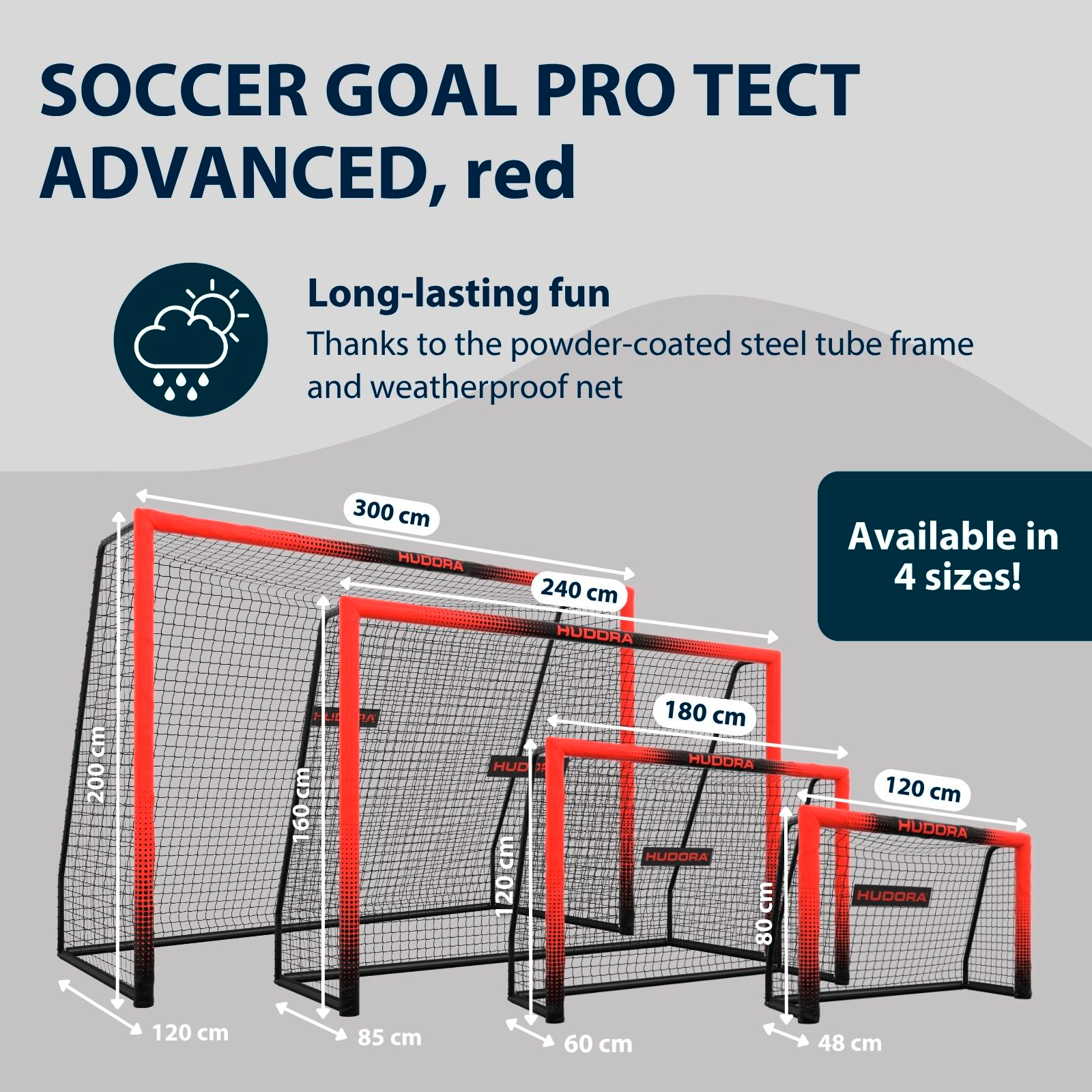 HUDORA football goal Pro Tect 300 Advanced Red, image 2 from 7