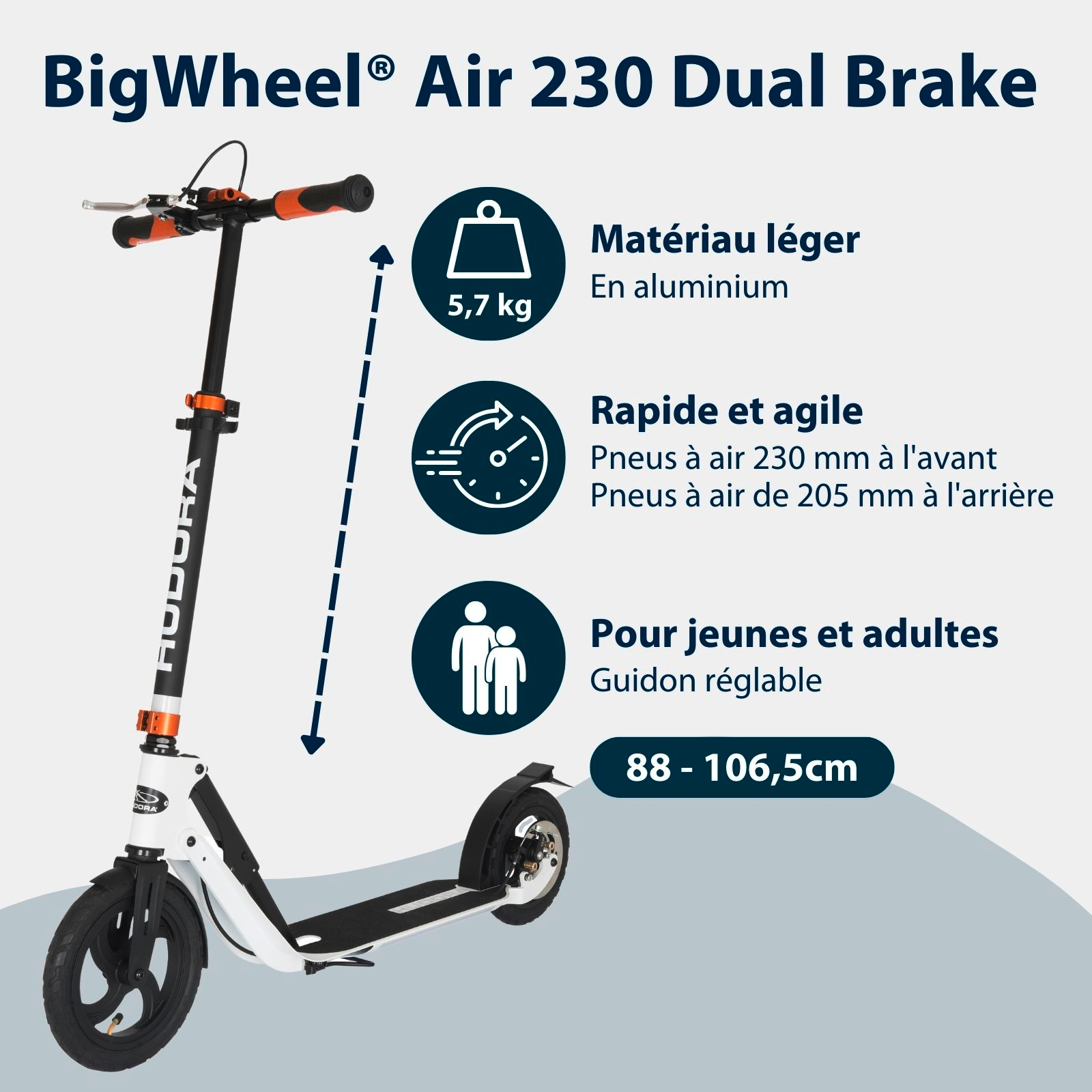 HUDORA BigWheel® Air 230 Dual Brake, image 2 from 7