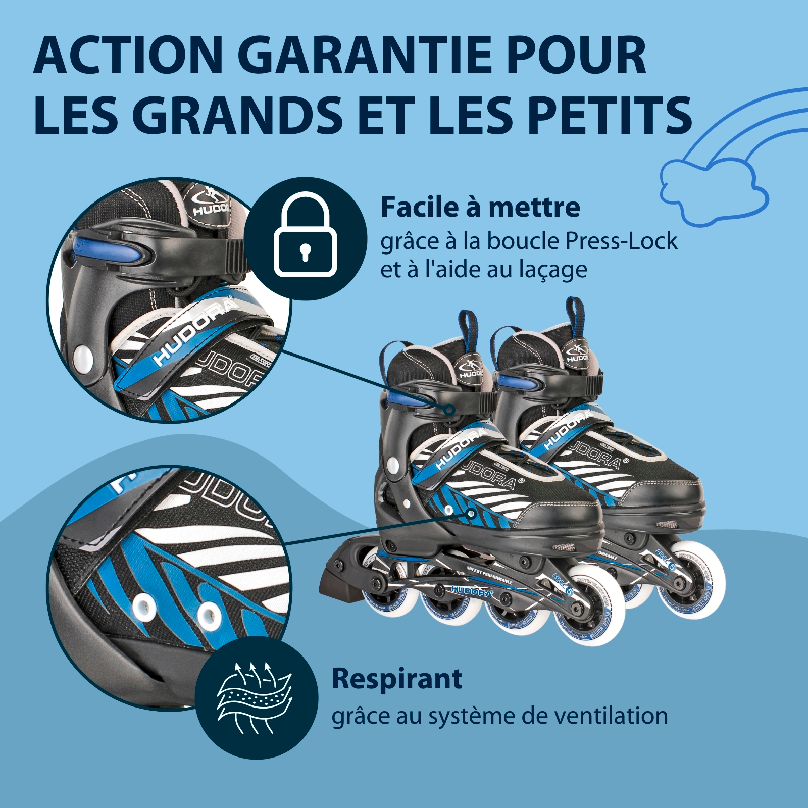 Inline skates, Leon, black/blue, size 29-32, image 4 from 7