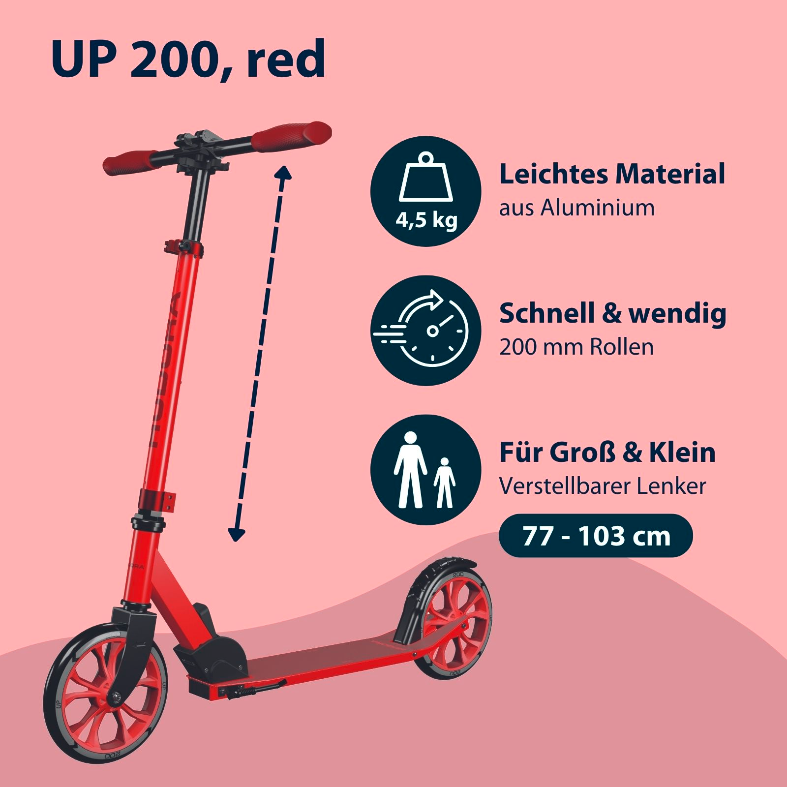 HUDORA Scooter Up 200, red, Bild 2 von 7