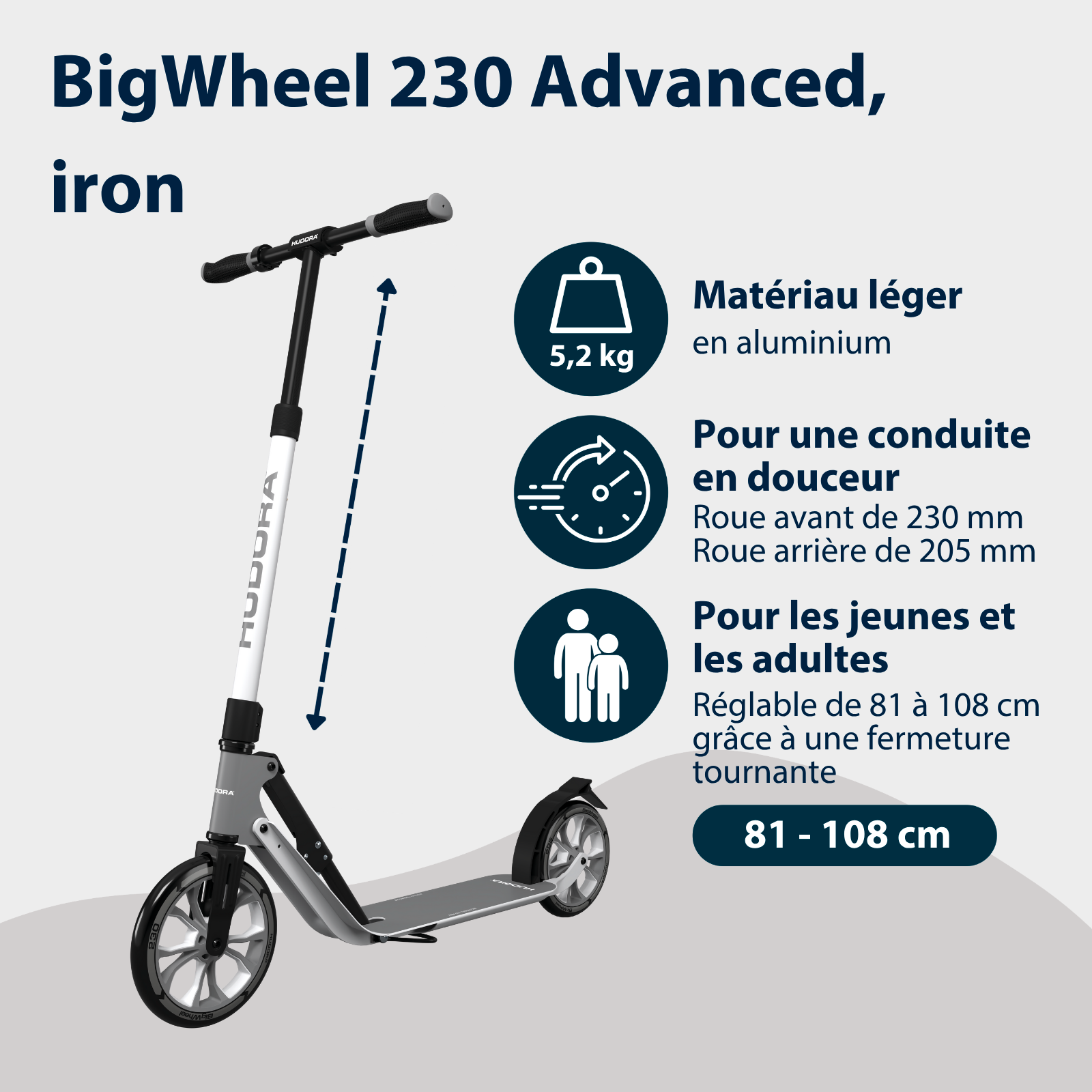 HUDORA BigWheel® 230 Advanced, scooter black, image 2 from 7