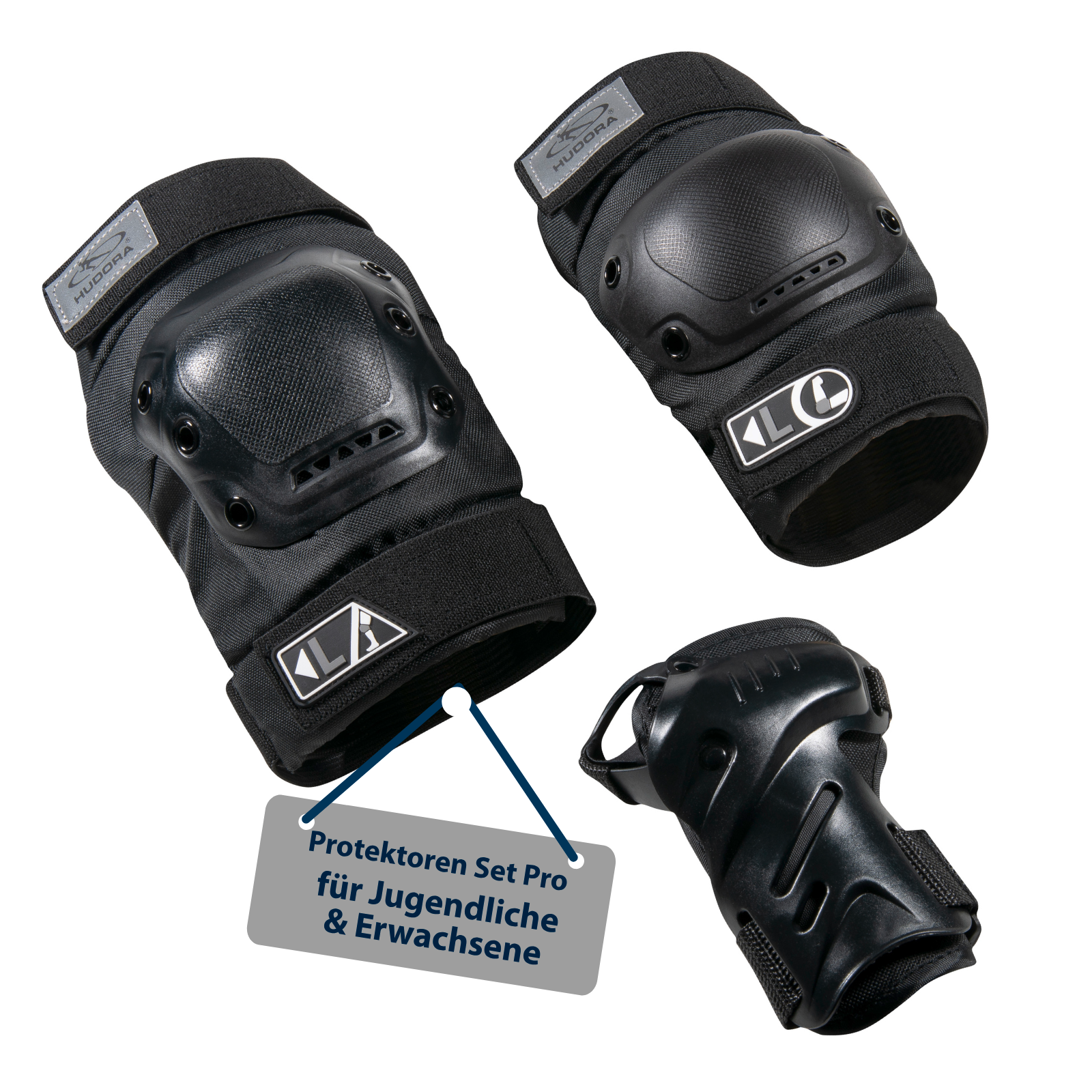 HUDORA Biomechanisches Protektoren Set Pro schwarz L, Bild 1 von 6