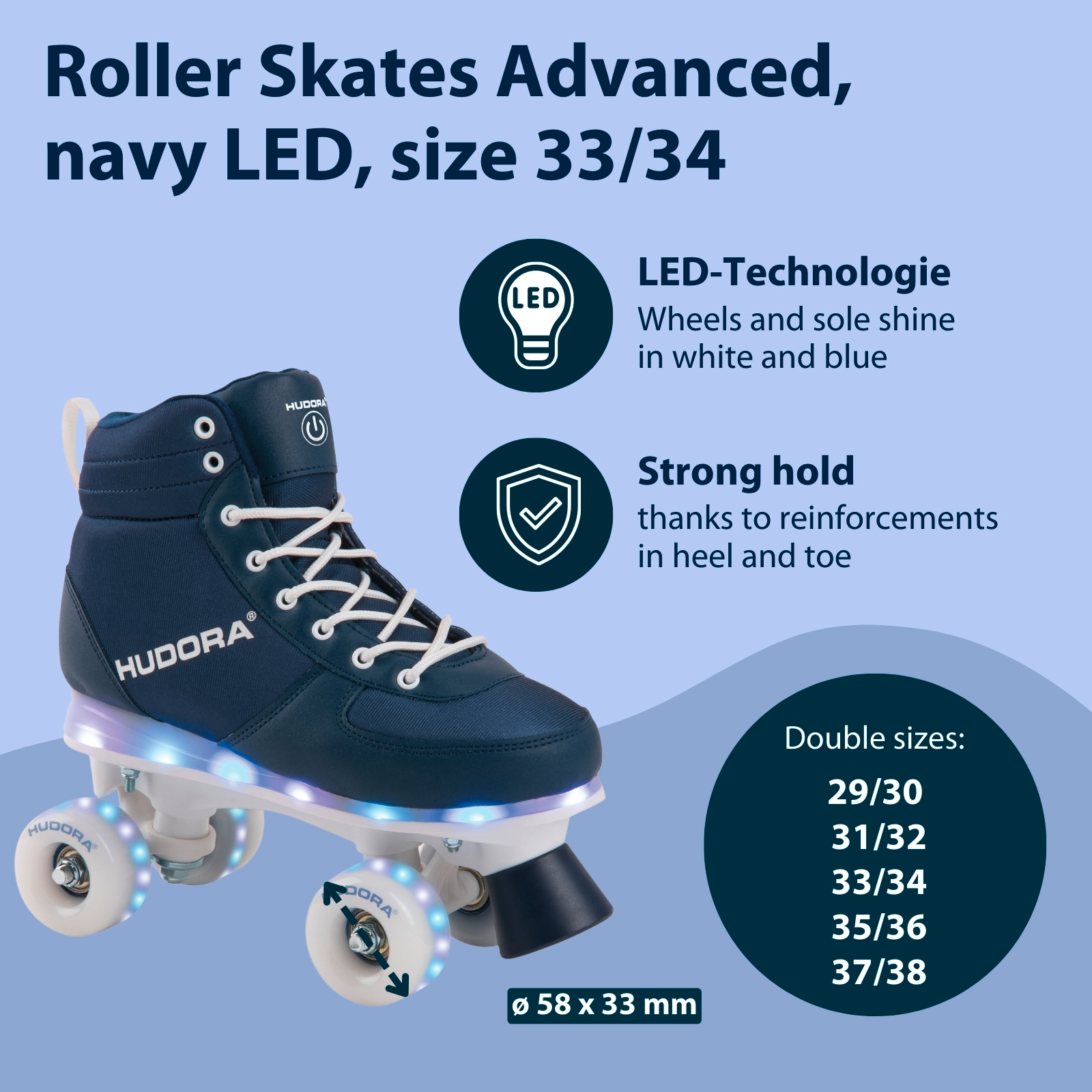Roller Skates Advanced, navy LED, size 33/34, image 2 from 7