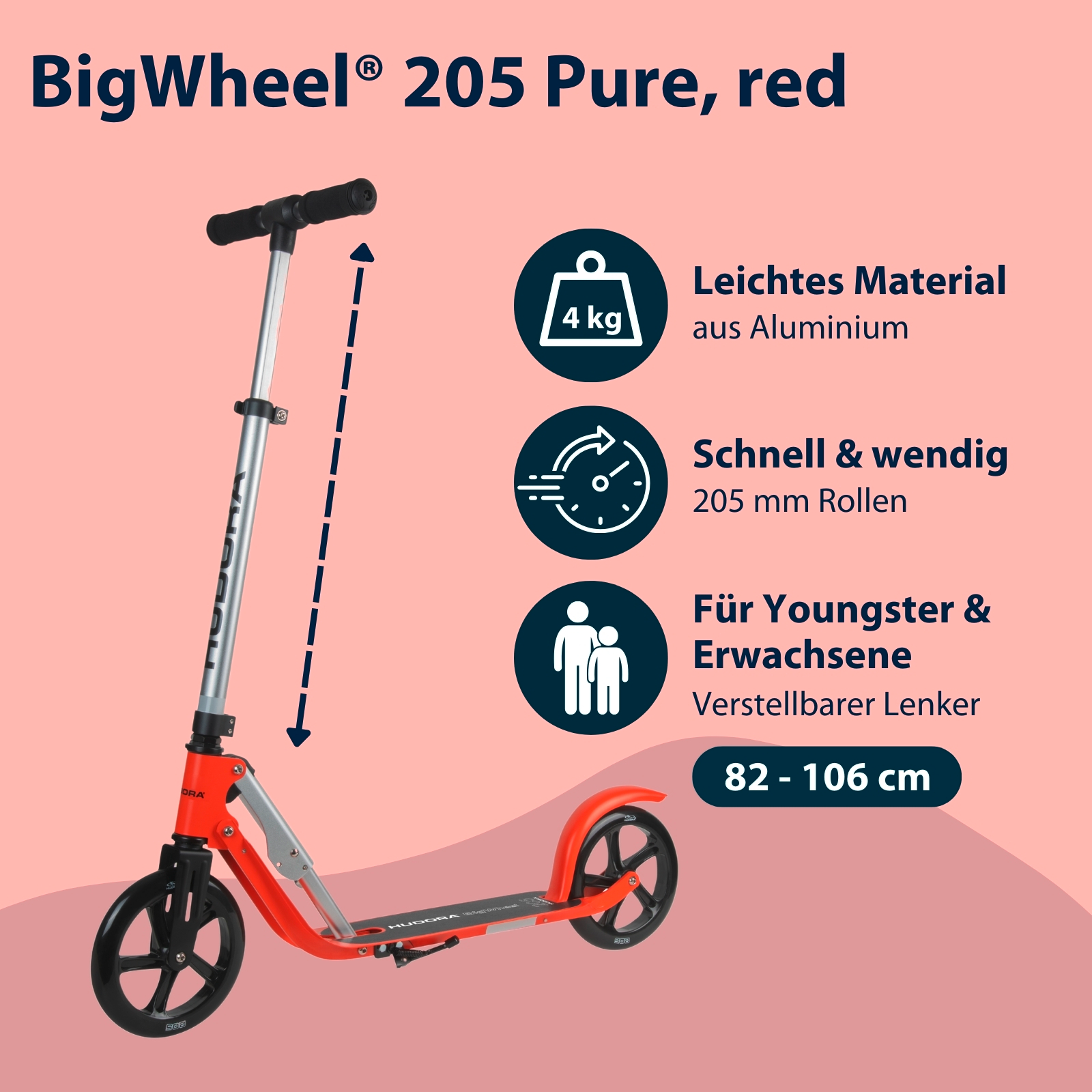 HUDORA BigWheel® 205 Pure red, Bild 2 von 7
