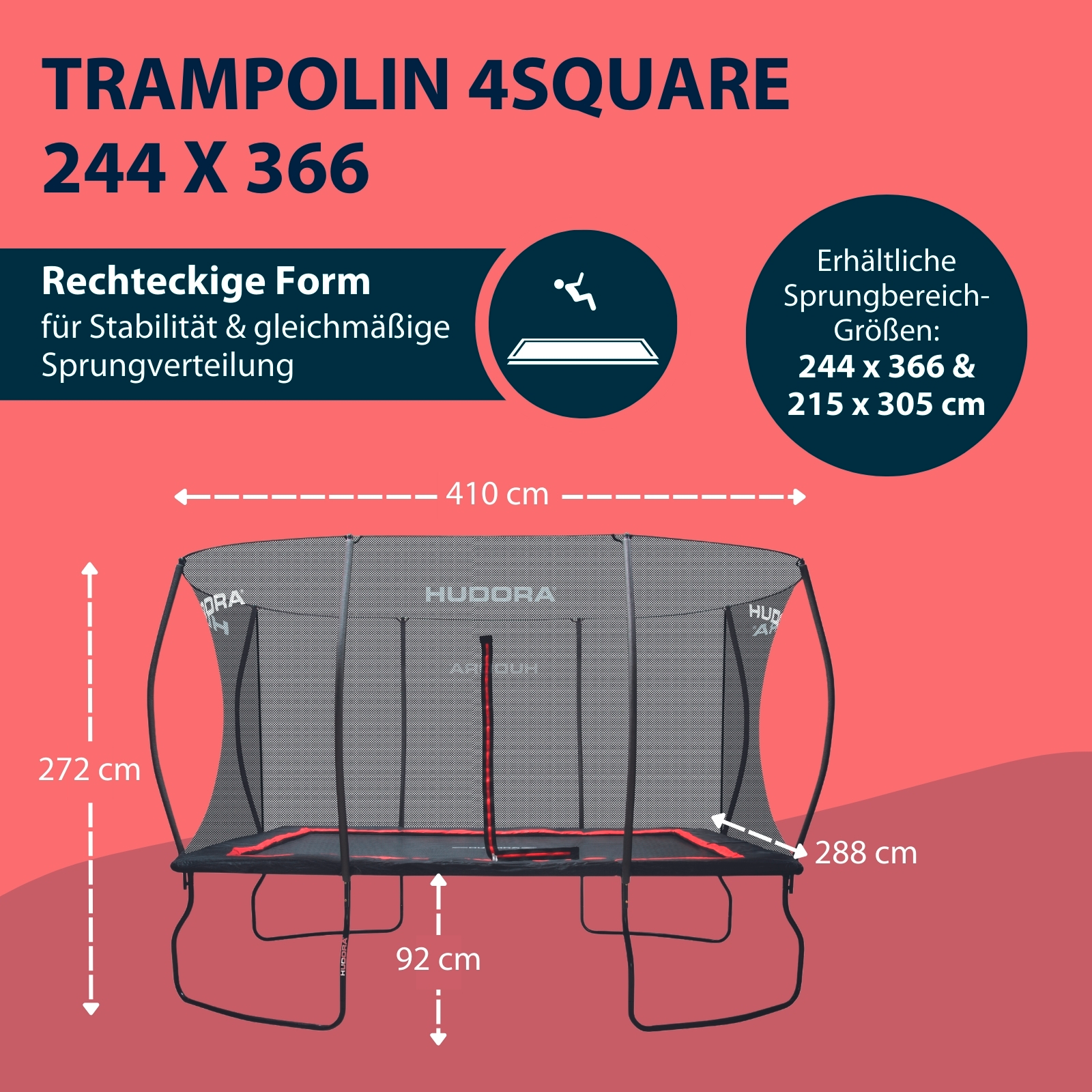HUDORA Trampolin 4square 244 x 366, Bild 2 von 7