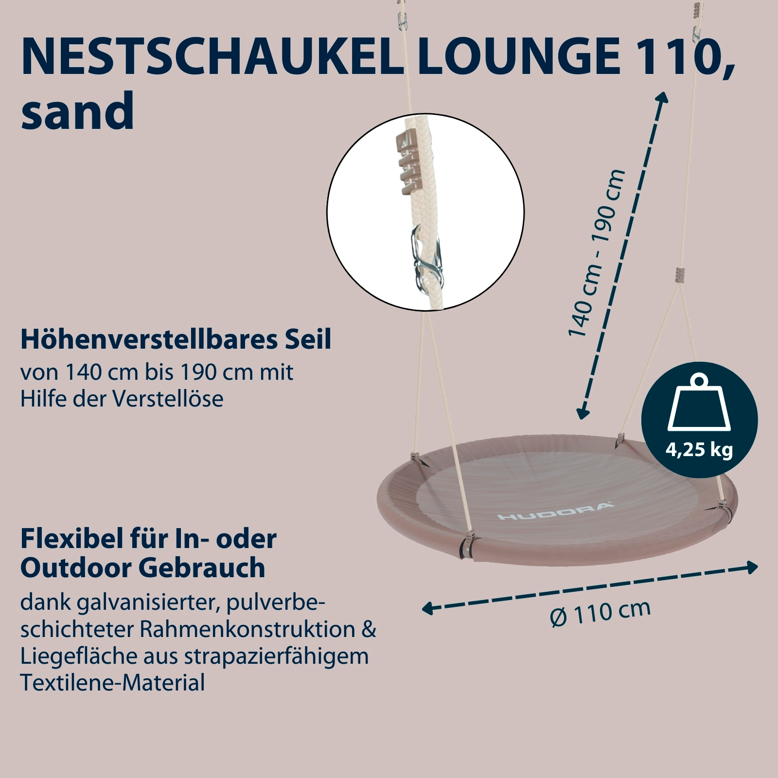 HUDORA Nestschaukel Lounge 110, sand, Bild 2 von 6