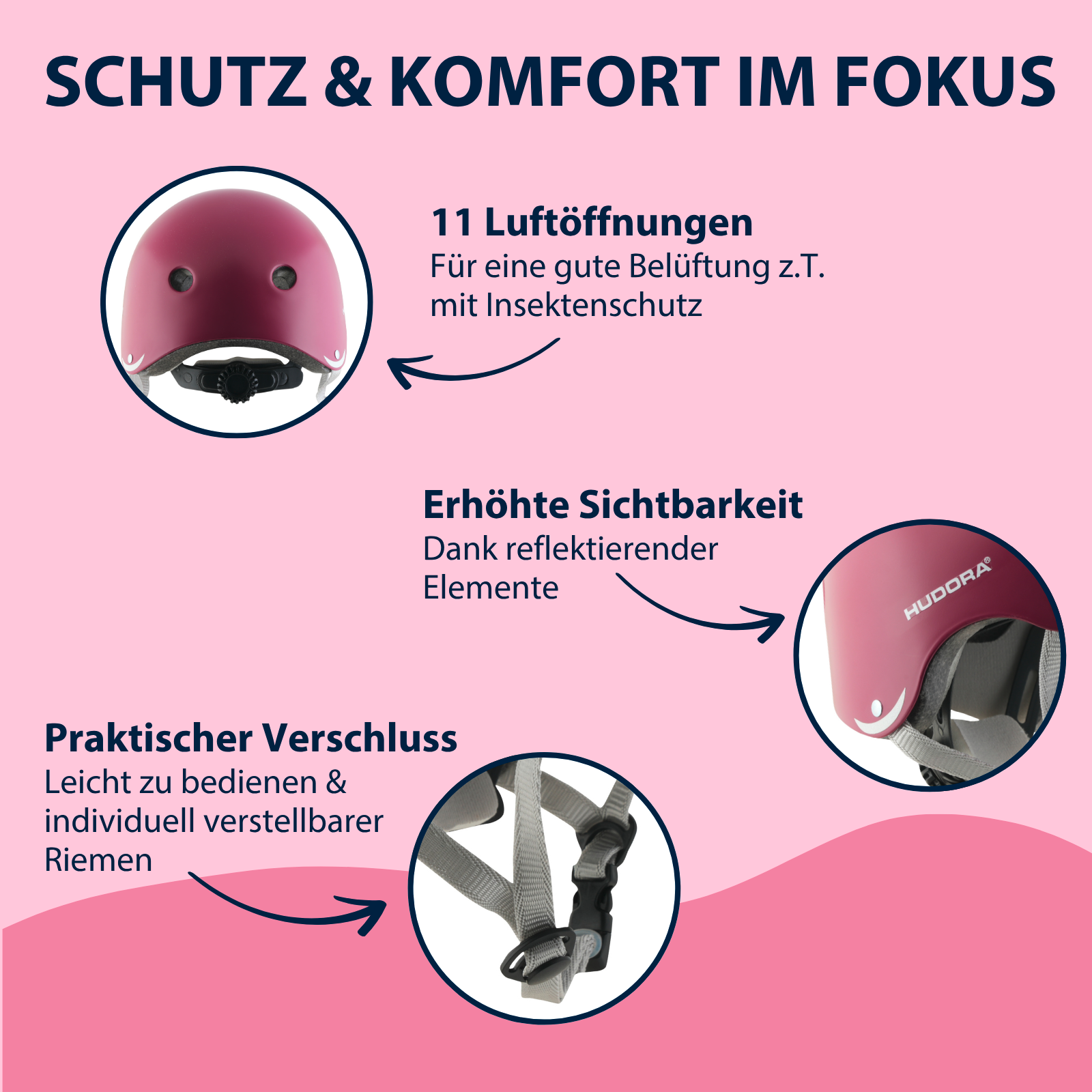 HUDORA Skaterhelm, berry, Gr. 48 - 60, Bild 4 von 7