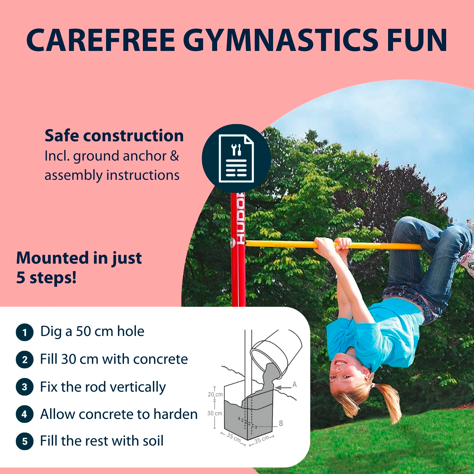 HUDORA double gymnastic bar Fabian, image 4 from 6