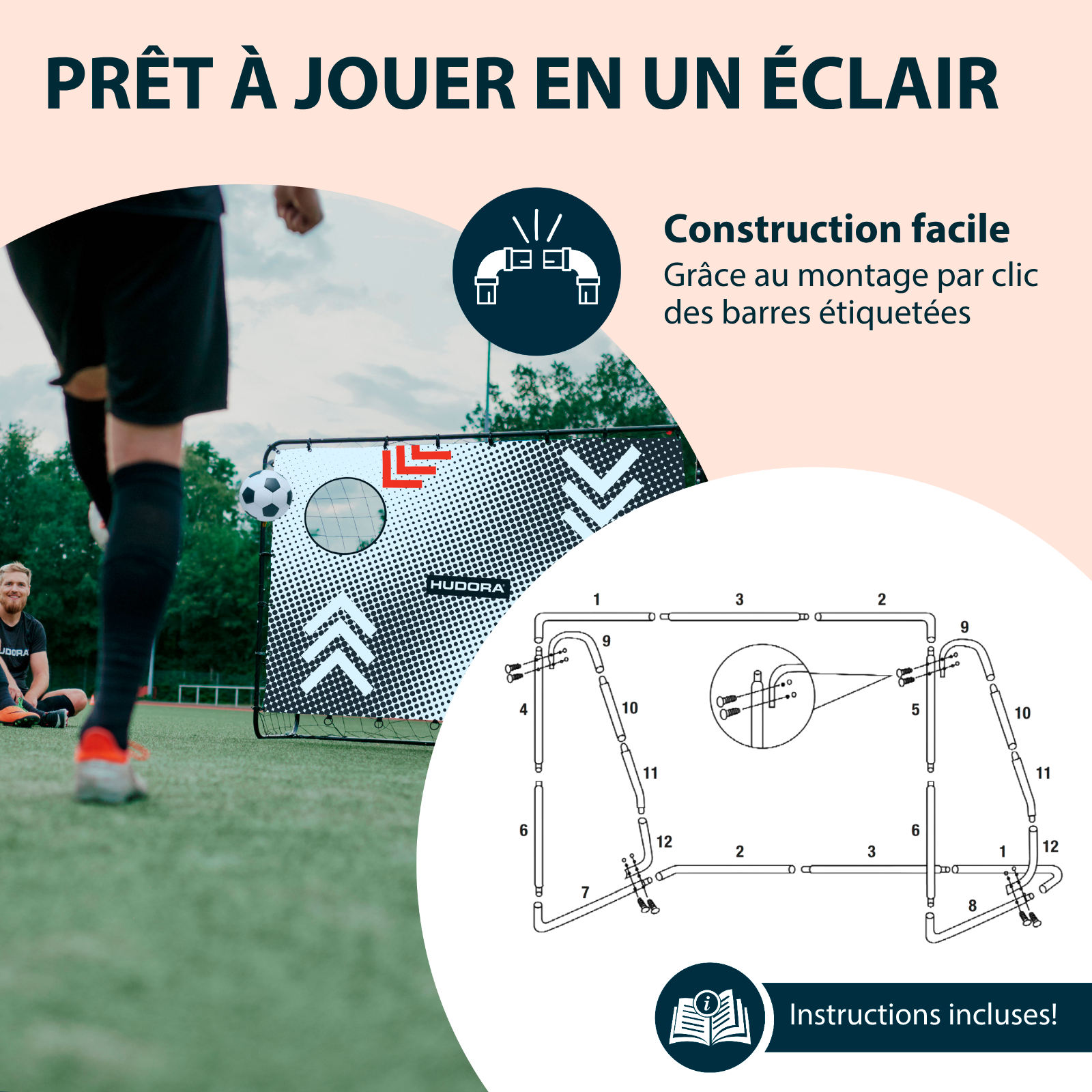 HUDORA football goal trainer with goal wall, image 4 from 6
