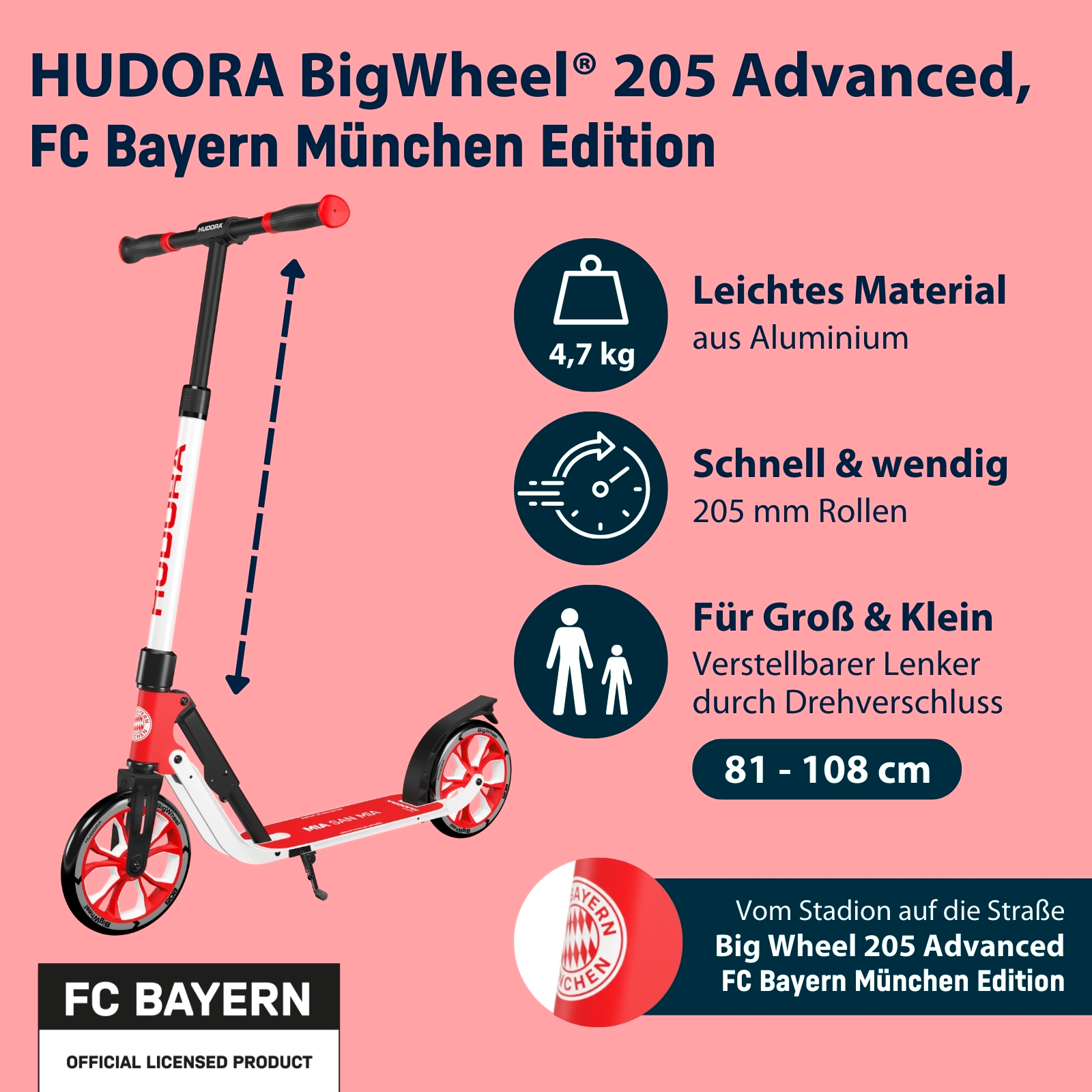 HUDORA BigWheel® 205 Advanced, FC Bayern München, Bild 2 von 8