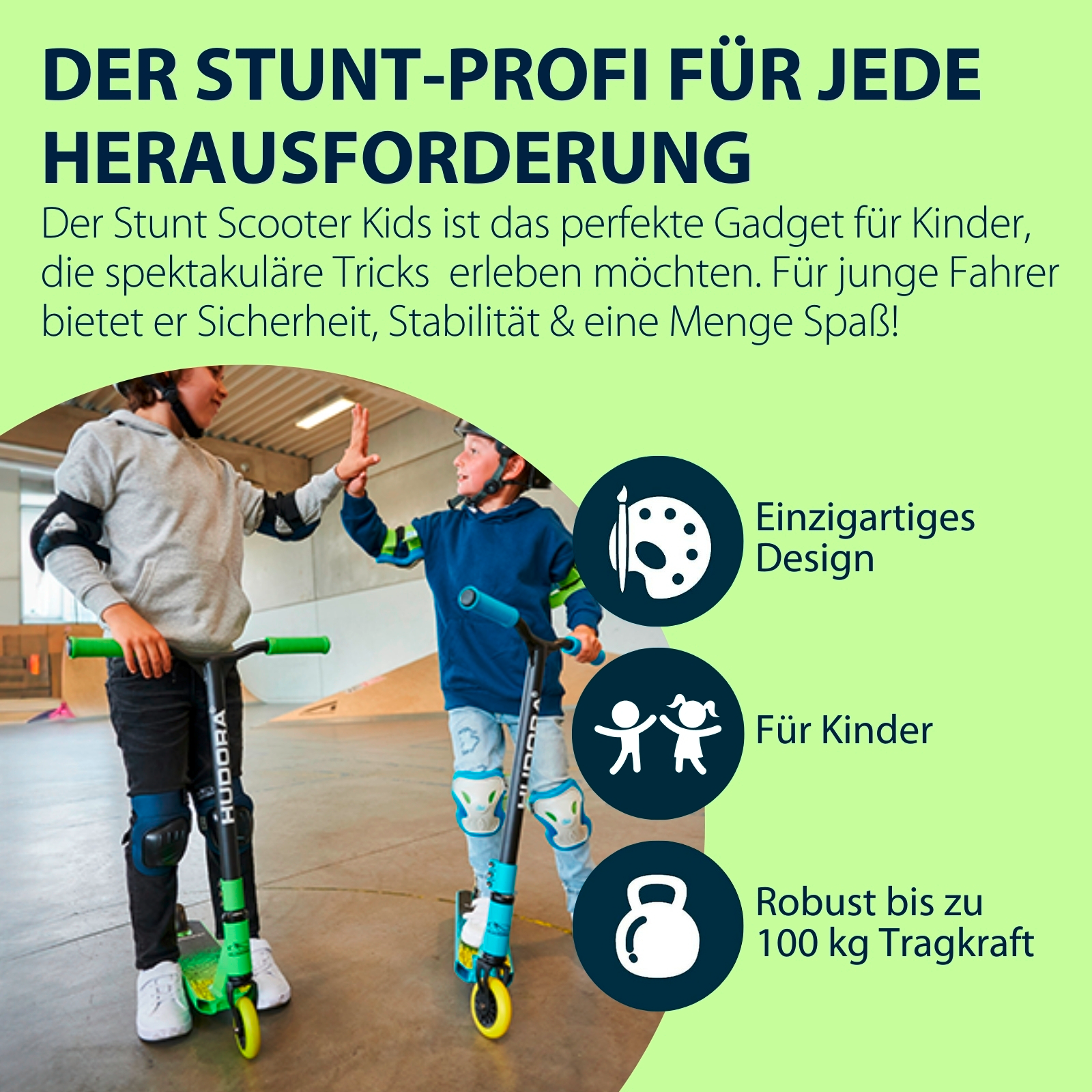 HUDORA Stunt Scooter Kids, grün, Bild 6 von 7