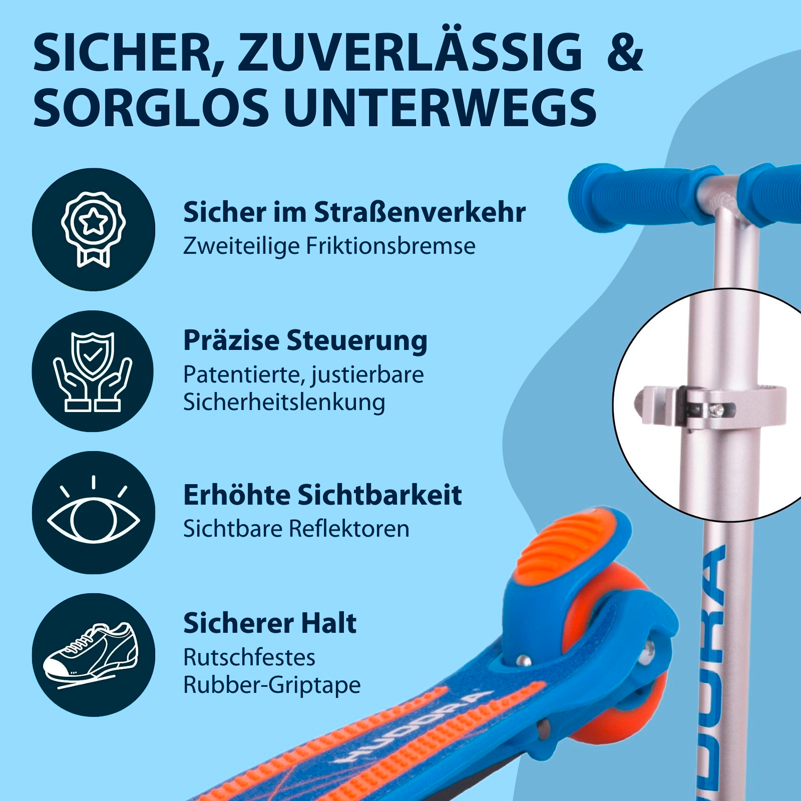 HUDORA Kinderscooter Flitzkids 2.0, blau, Bild 5 von 7