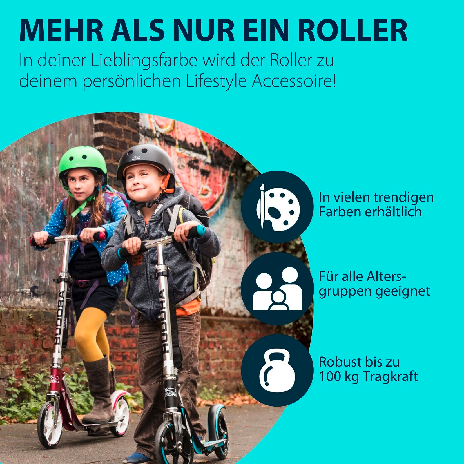 HUDORA BigWheel® 205, Scooter türkis, Bild 6 von 7