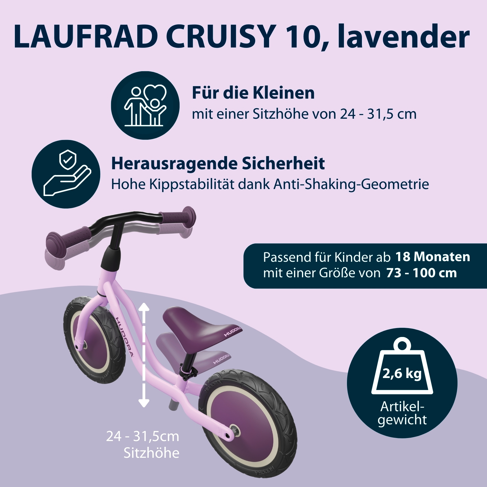 HUDORA Laufrad Cruisy, lavender, Bild 2 von 6