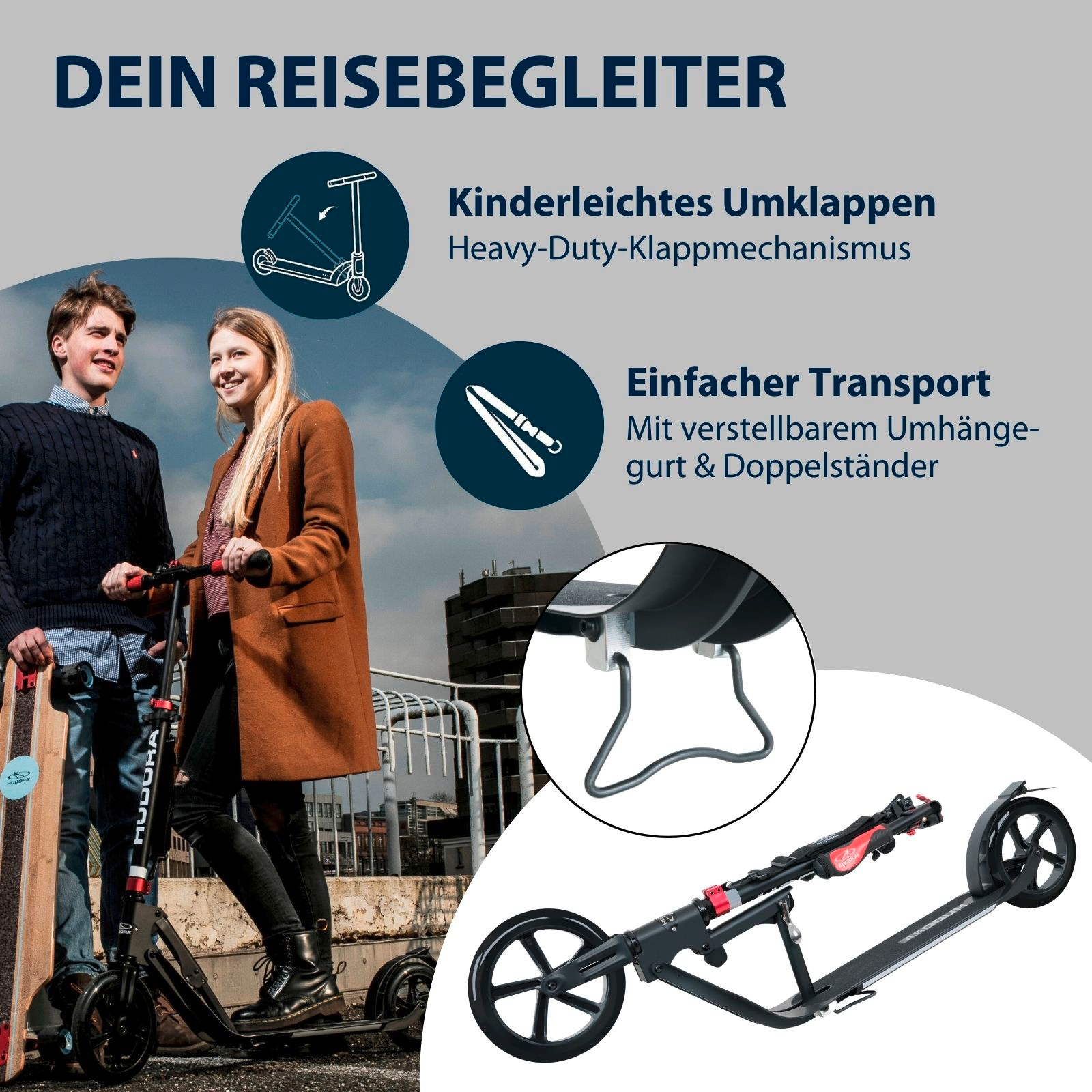 HUDORA BigWheel® Style 230, Scooter schwarz, Bild 4 von 7