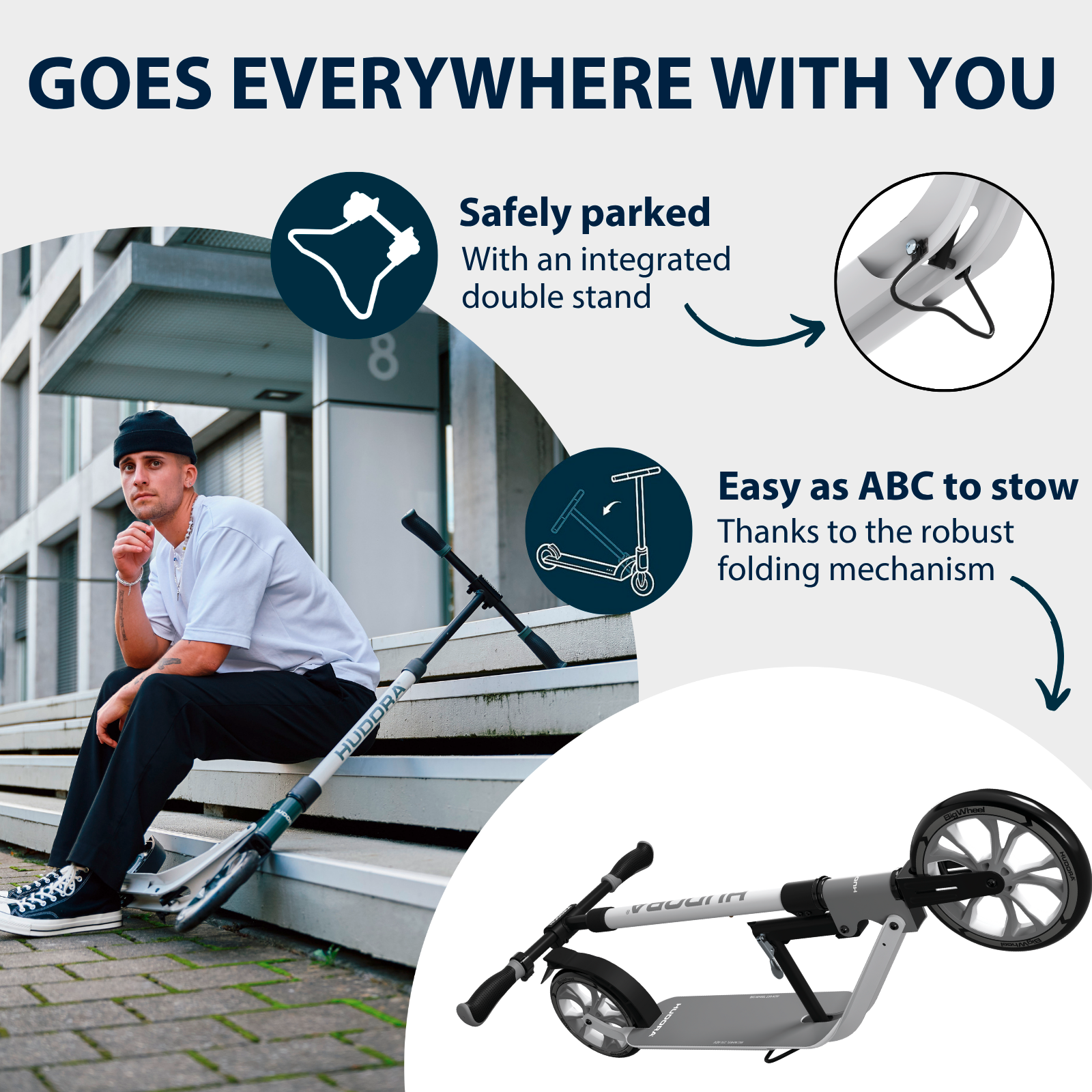 HUDORA BigWheel® 230 Advanced, scooter black, image 4 from 7