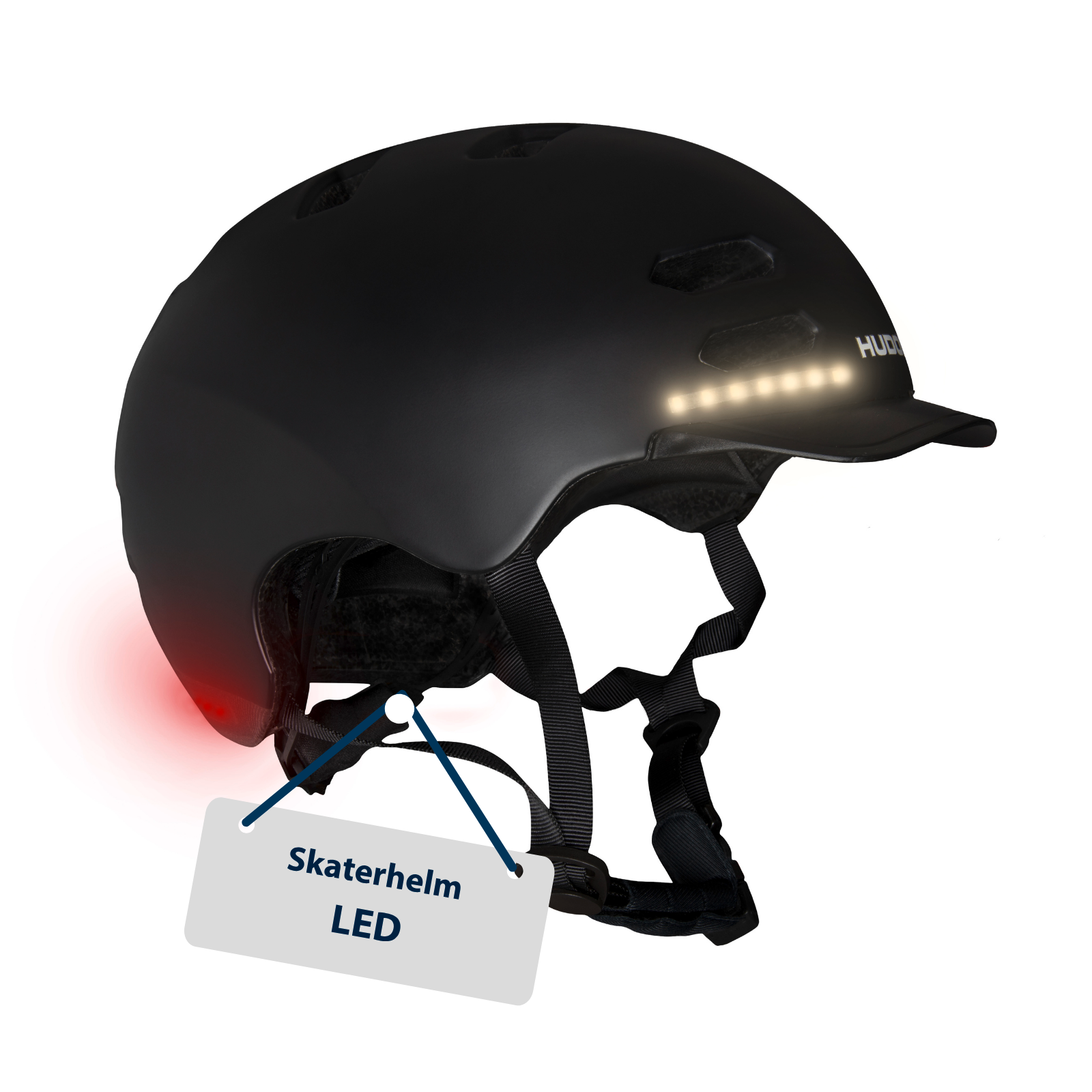 HUDORA skater helmet LED, black size L